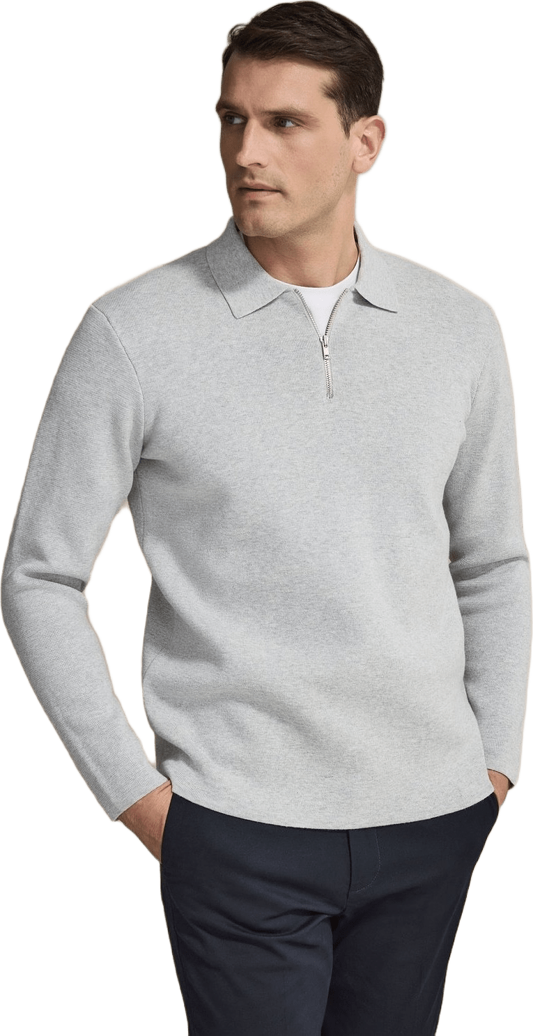 Cotton Plain Knitted Ls Half Zip (ilario)