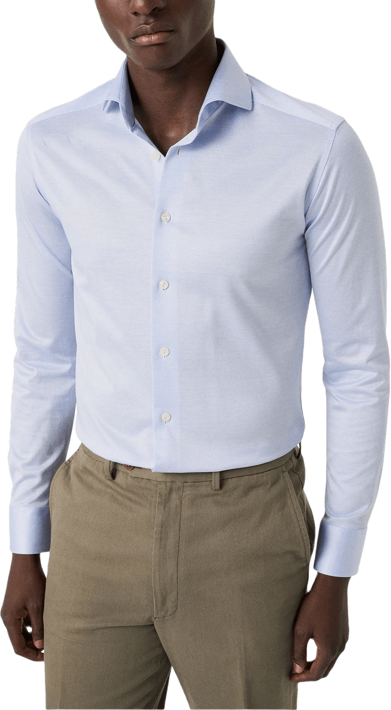Skjorta I Jacquardstickad Filo Di Scozia Slim Fit
