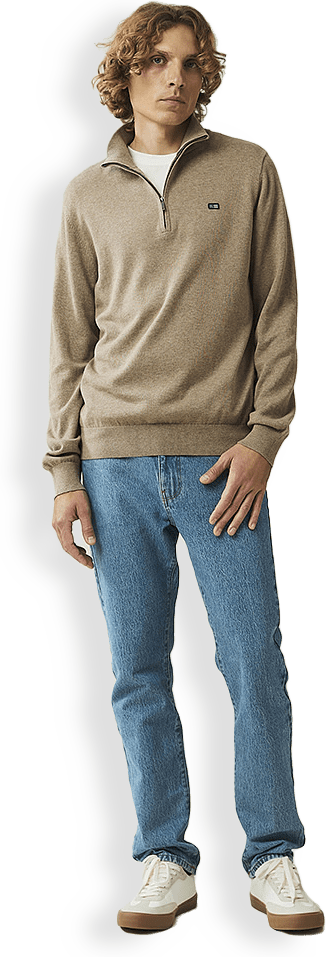 Clay Cotton Half-zip Sweater