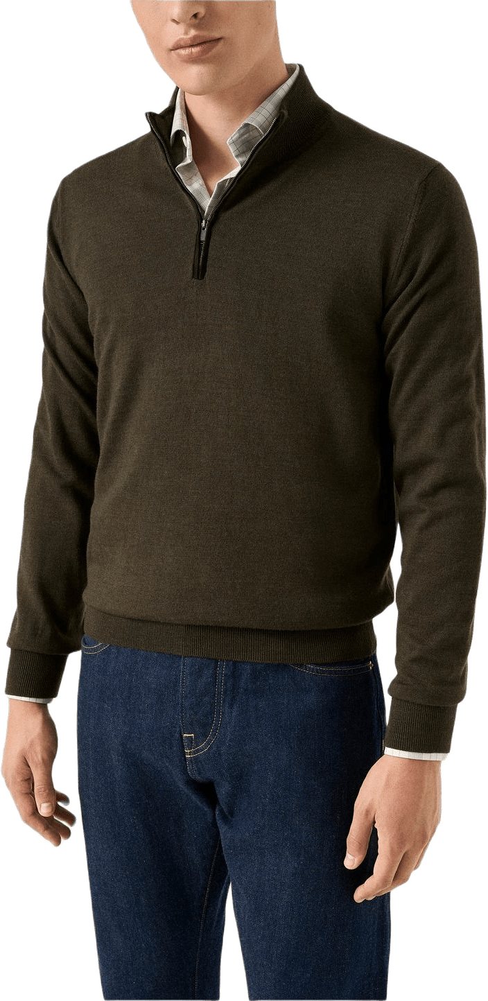 Finstickad Polotröja Med Quarter Zip
