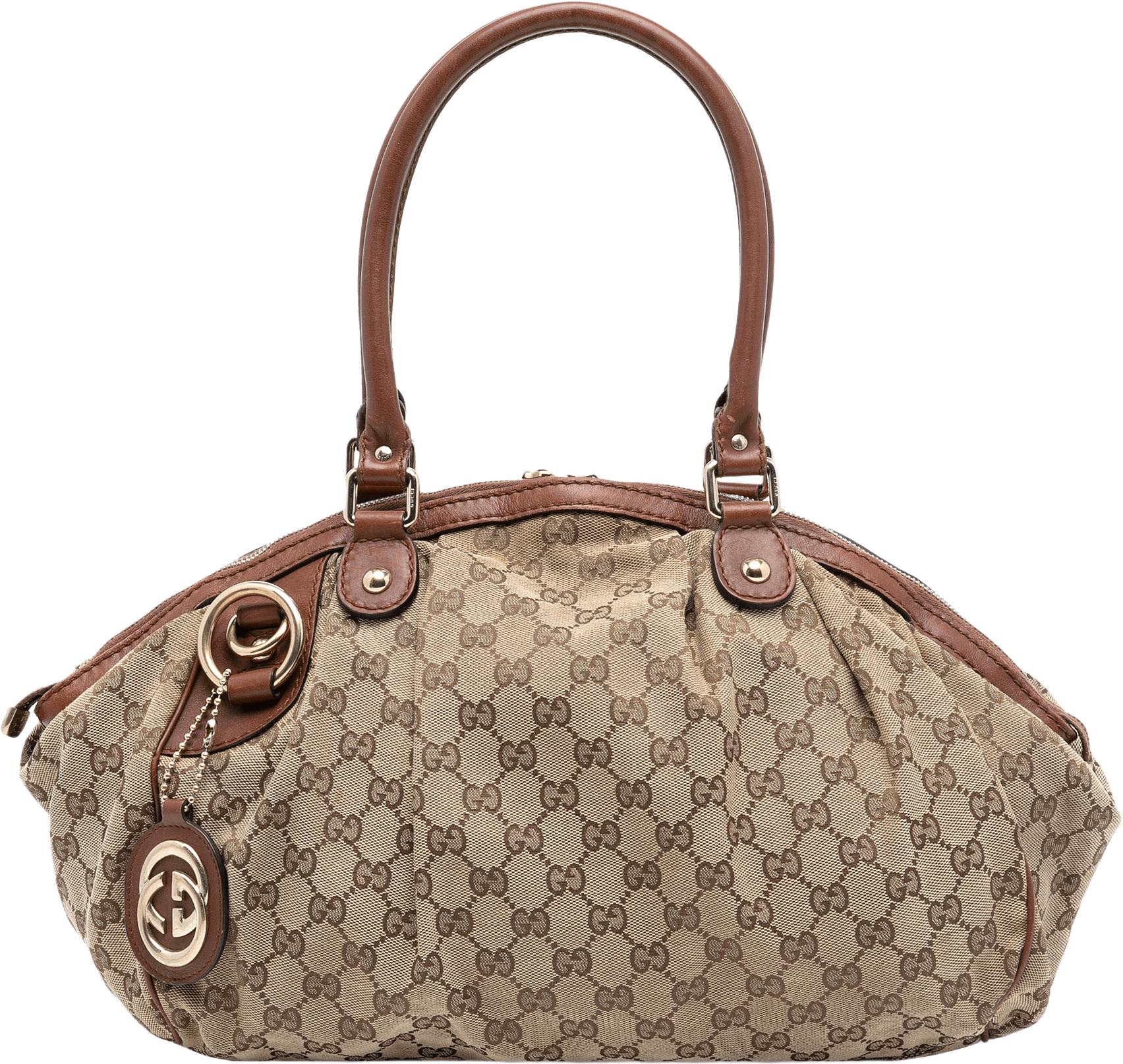 Gucci Gg Canvas Sukey Satchel, från Luxclusif, i färgen beige.