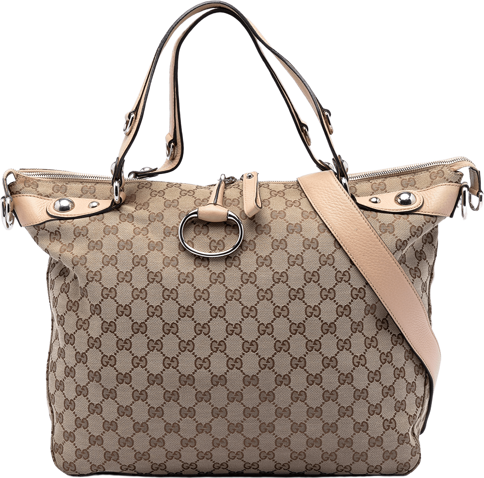 Gucci Gg Canvas Icon Bit Satchel, från Luxclusif, i färgen beige.