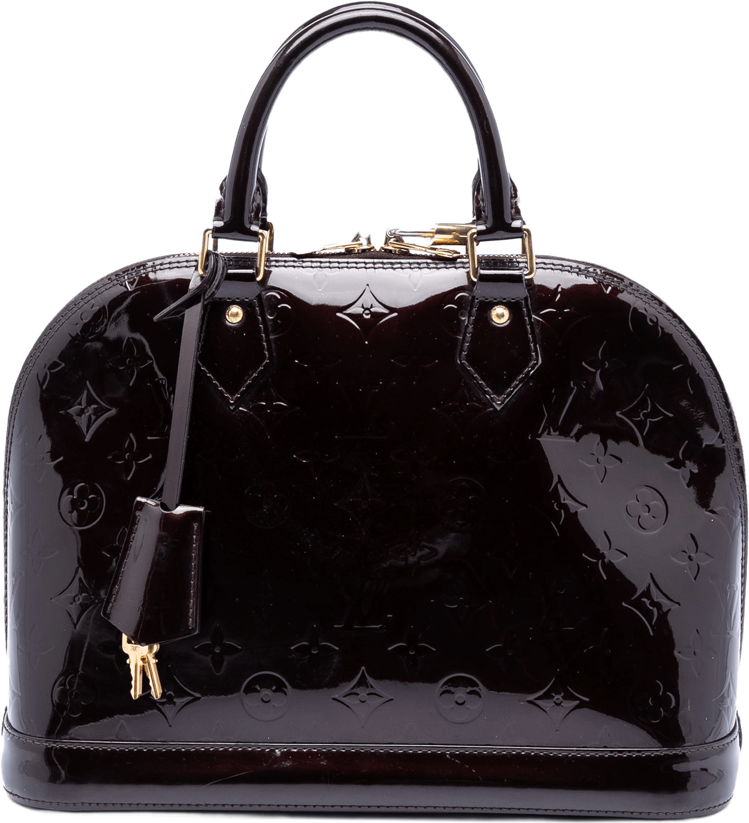 Louis Vuitton Monogram Vernis Alma Pm, från Luxclusif, i färgen plum.