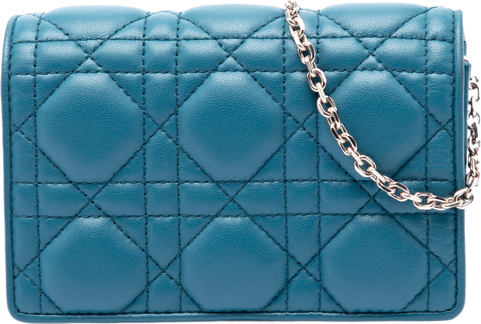 Dior Lambskin Cannage Waist Pouch On Chain, från Luxclusif, i färgen blå.
