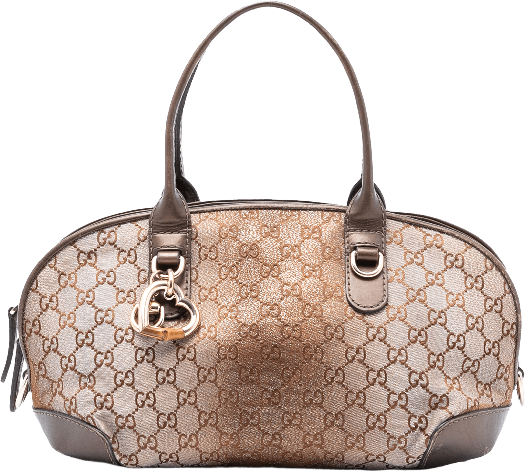 Gucci Gg Lurex Heart Bit Satchel, från Luxclusif, i färgen beige.