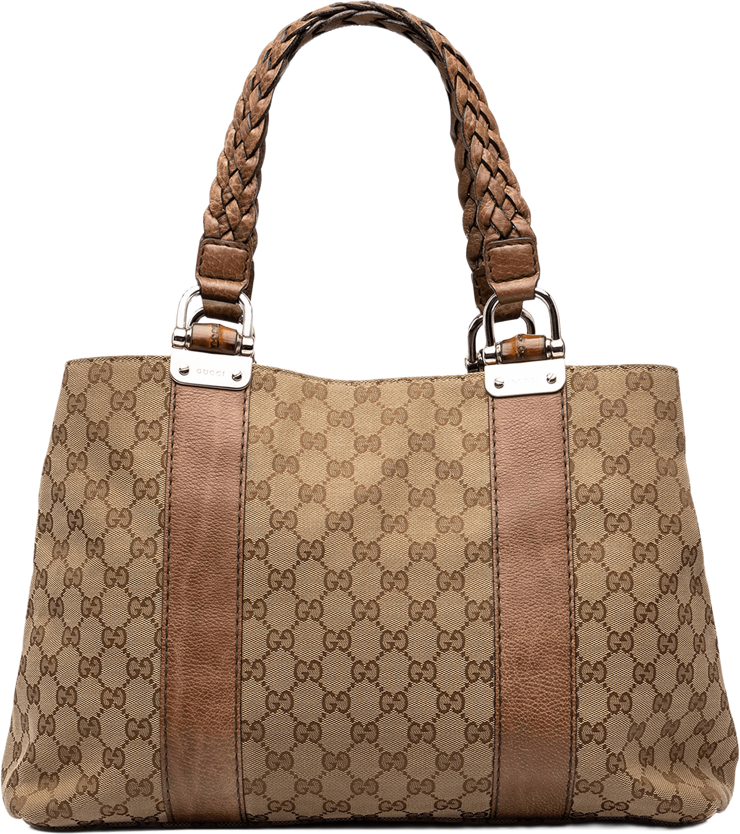 Gucci Medium Gg Canvas Bamboo Libeccio Tote, från Luxclusif, i färgen beige.