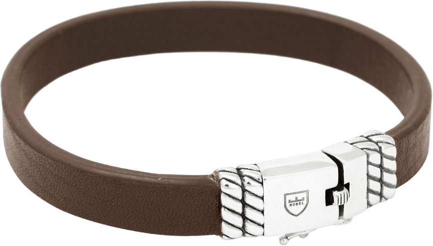 Silver/läderarmband | Slät | Nobel By Billgren, från by BILLGREN, i färgen brun & silver.