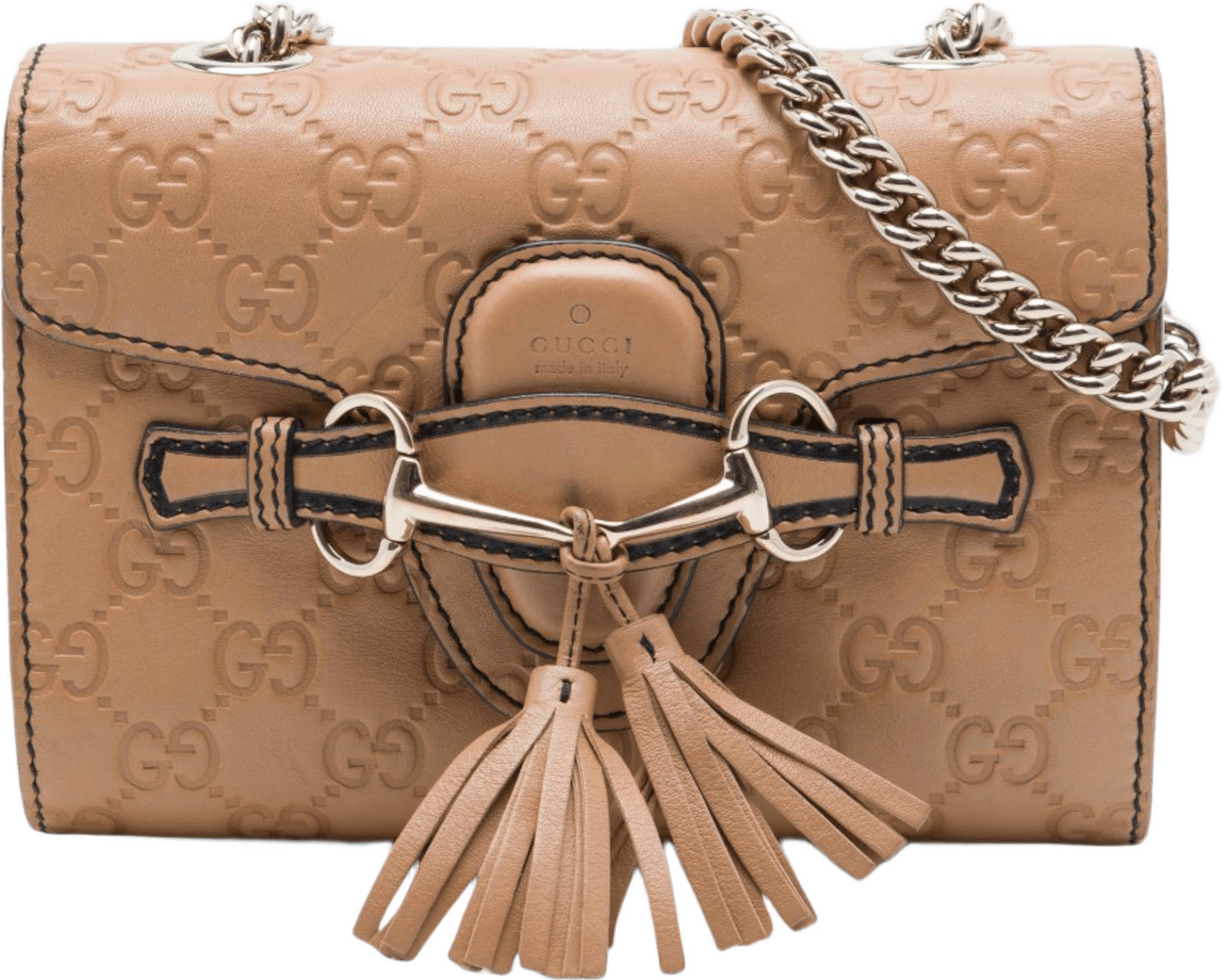 Gucci Mini Guccissima Emily Crossbody, från Luxclusif, i färgen beige.