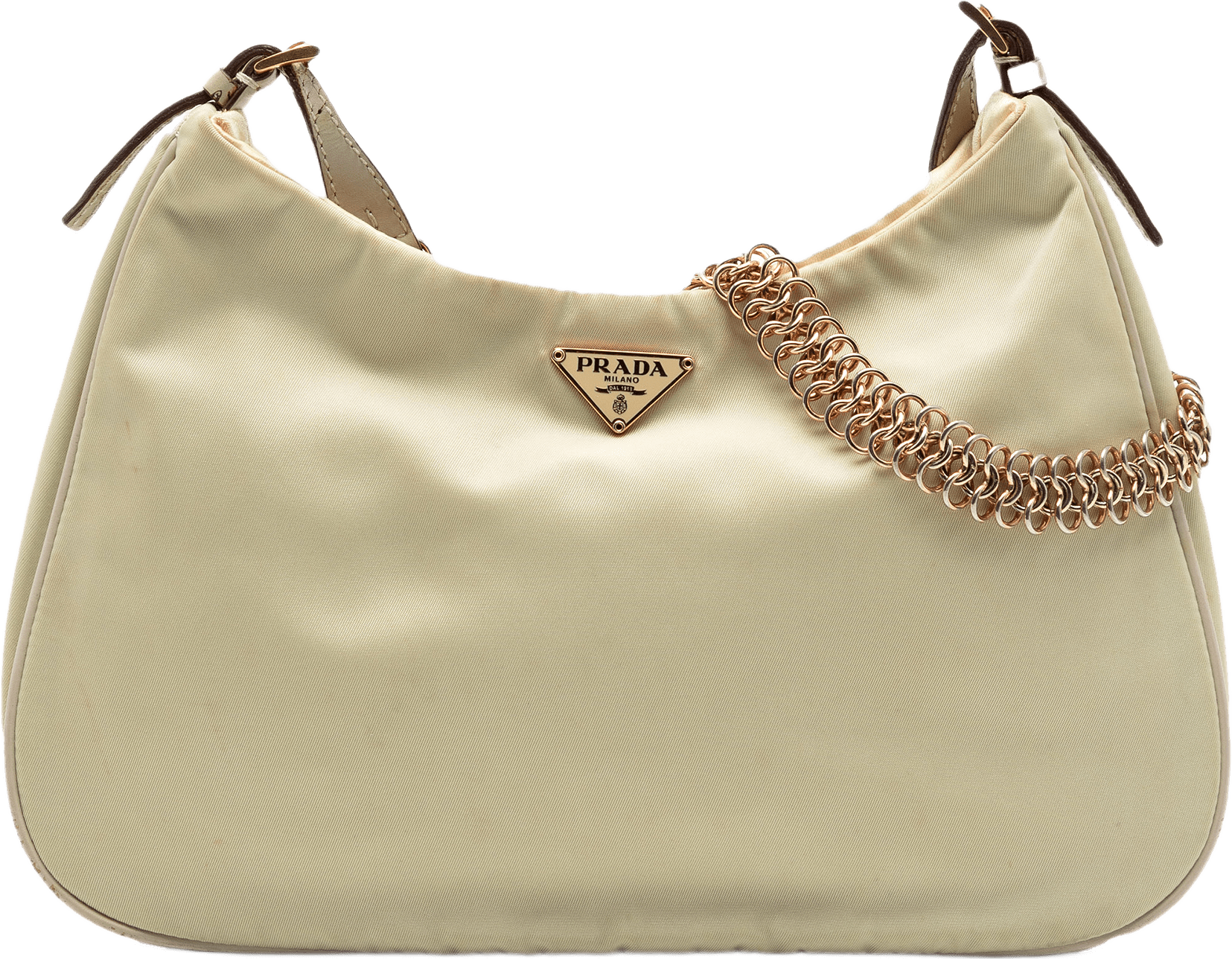 Prada Tessuto Chain Shoulder Bag, från Luxclusif, i färgen light beige.