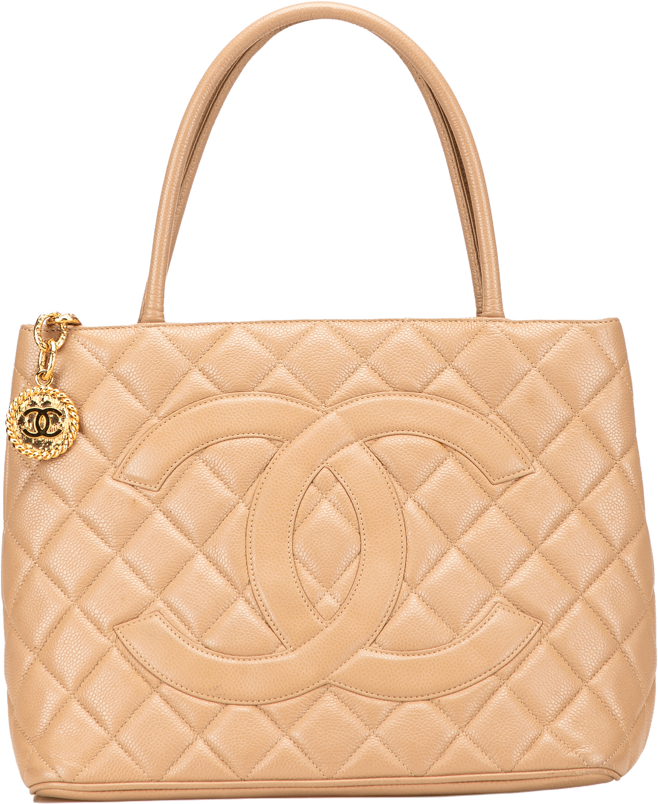 Chanel Caviar Medallion Tote, från Luxclusif, i färgen nude.
