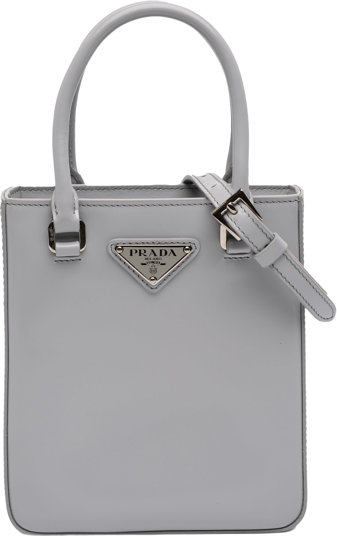 Prada Small Leather Brushed Tote, från Luxclusif, i färgen gray.
