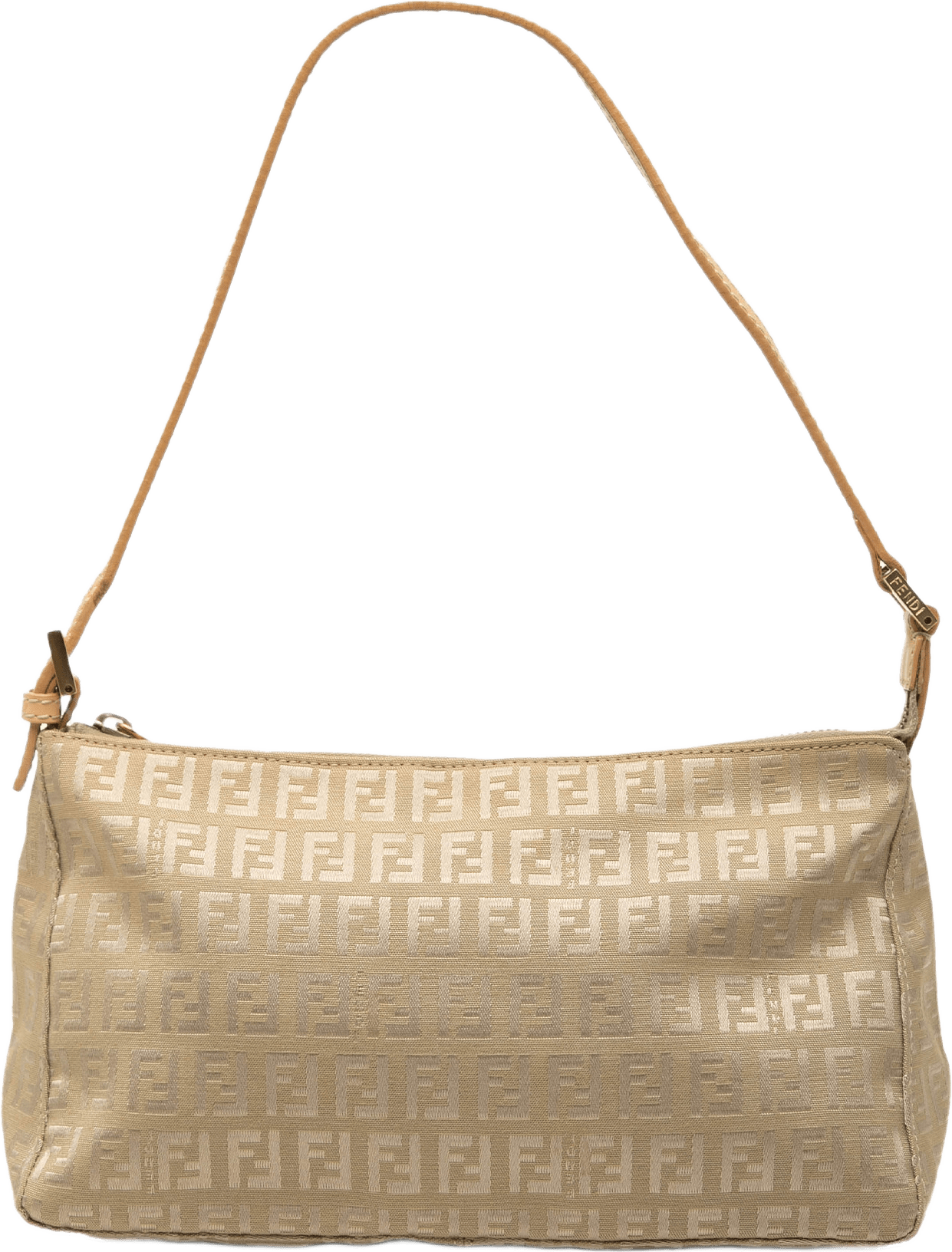 Fendi Zucchino Canvas Pochette, från Luxclusif, i färgen beige.