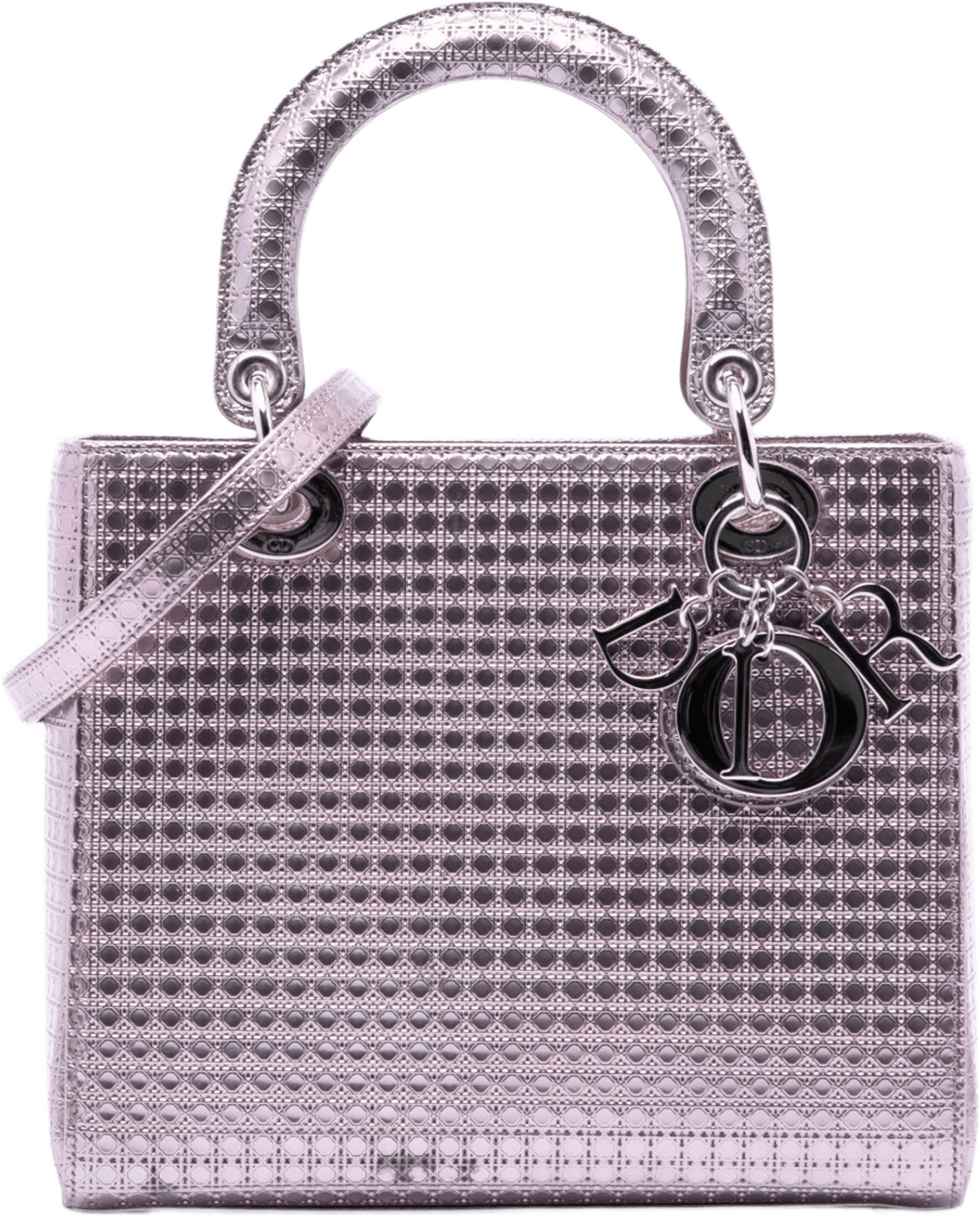 Dior Medium Metallic Patent Microcannage Lady Dior, från Luxclusif, i färgen purple.