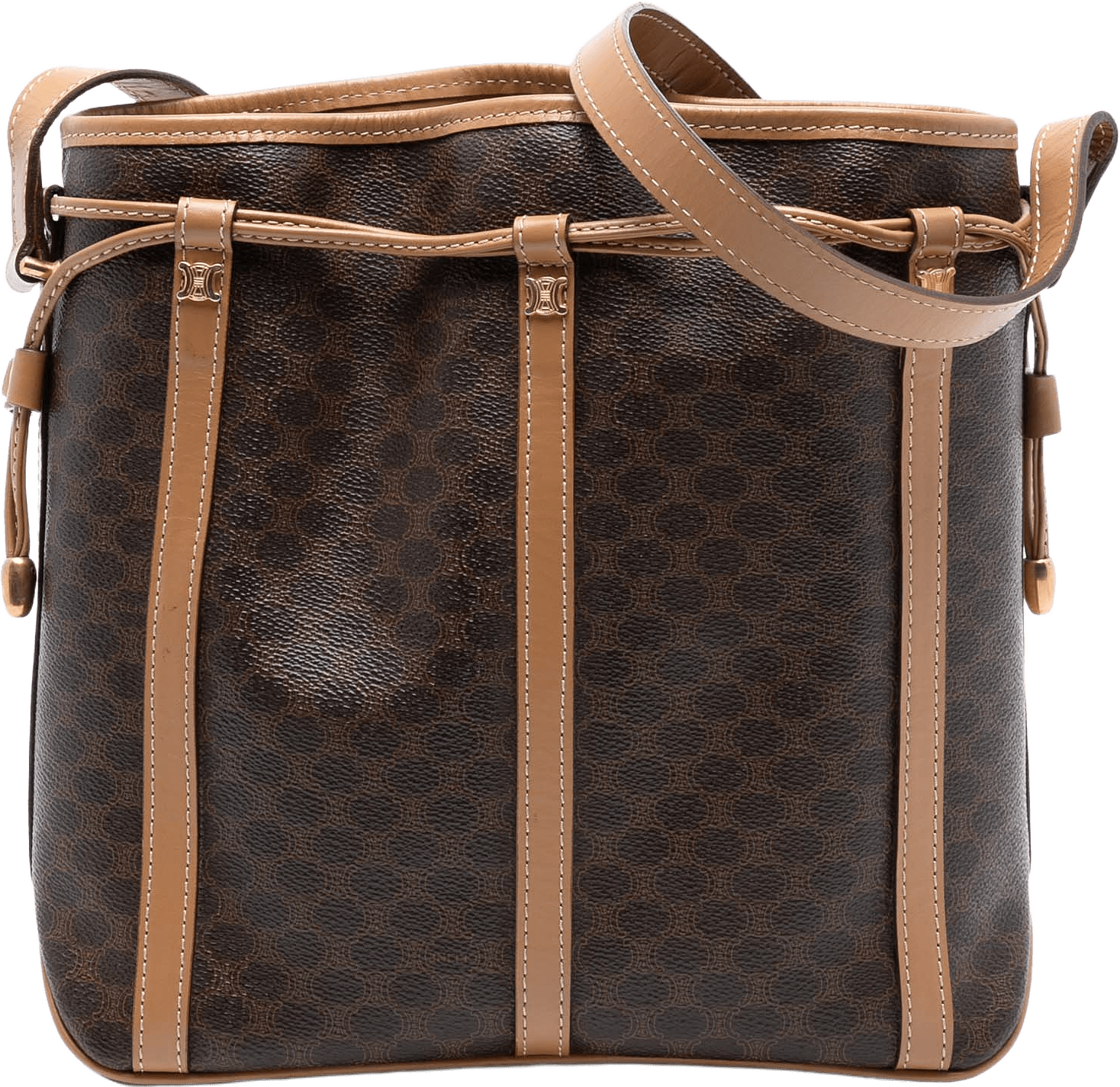 Celine Macadam Coated Canvas Drawstring Crossbody, från Luxclusif, i färgen brown.