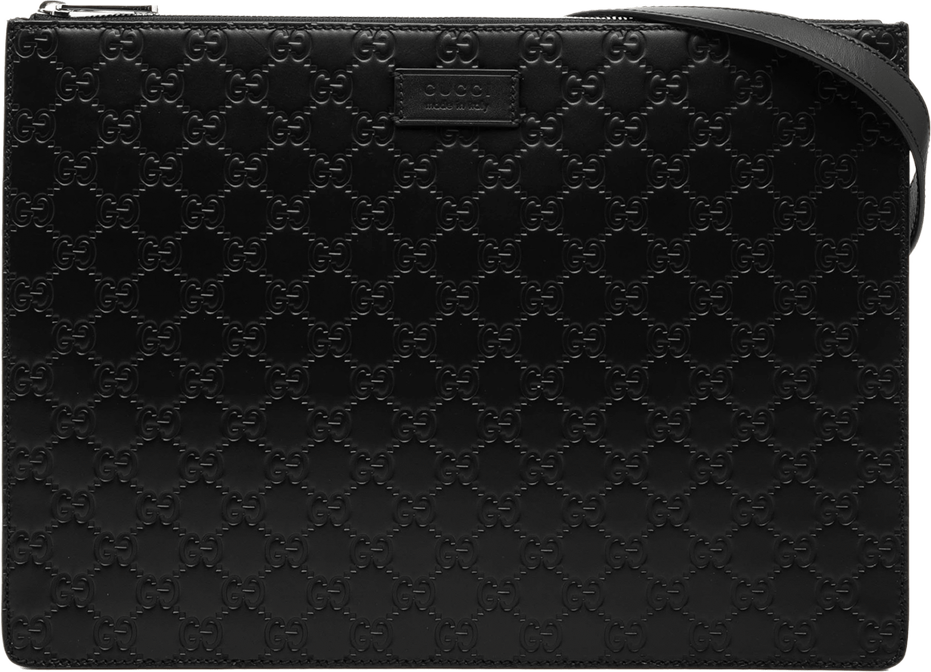 Gucci Guccissima Zip Messenger Bag, från Luxclusif, i färgen svart.