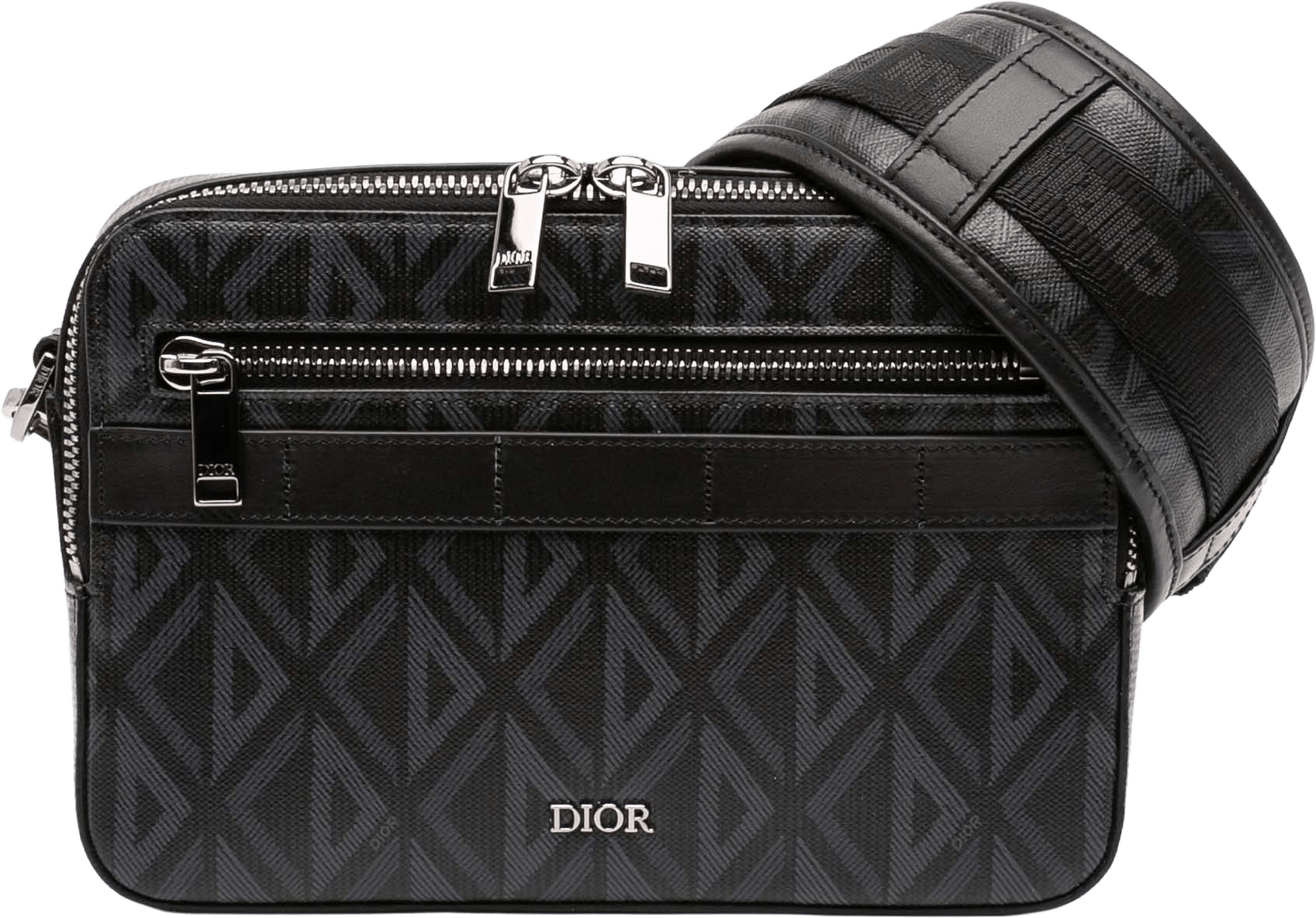 Dior Cd Diamond Coated Canvas Safari Bag With Strap, från Luxclusif, i färgen black.