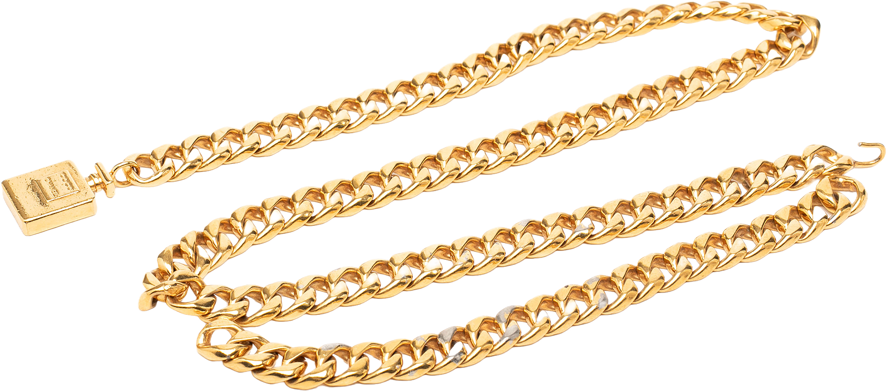 Chanel Gold Plated Perfume Bottle Chain Belt, från Luxclusif, i färgen guld.