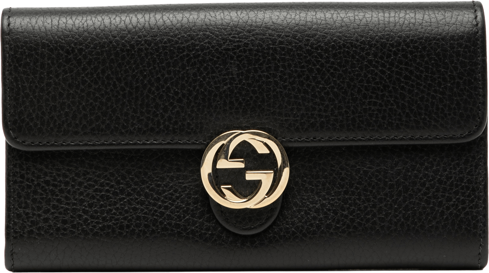 Gucci Dollar Calfskin Interlocking G Continental Wallet, från Luxclusif, i färgen black.