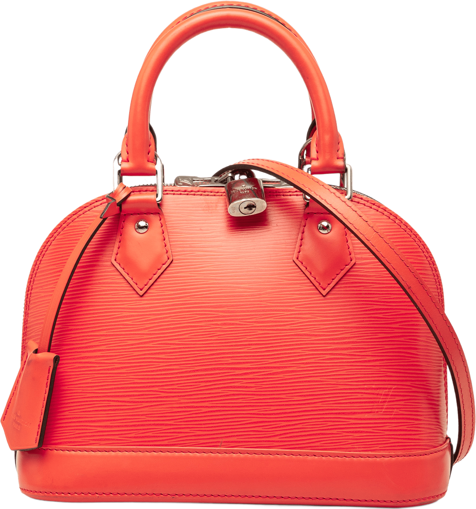 Louis Vuitton Epi Alma Bb, från Luxclusif, i färgen orange.