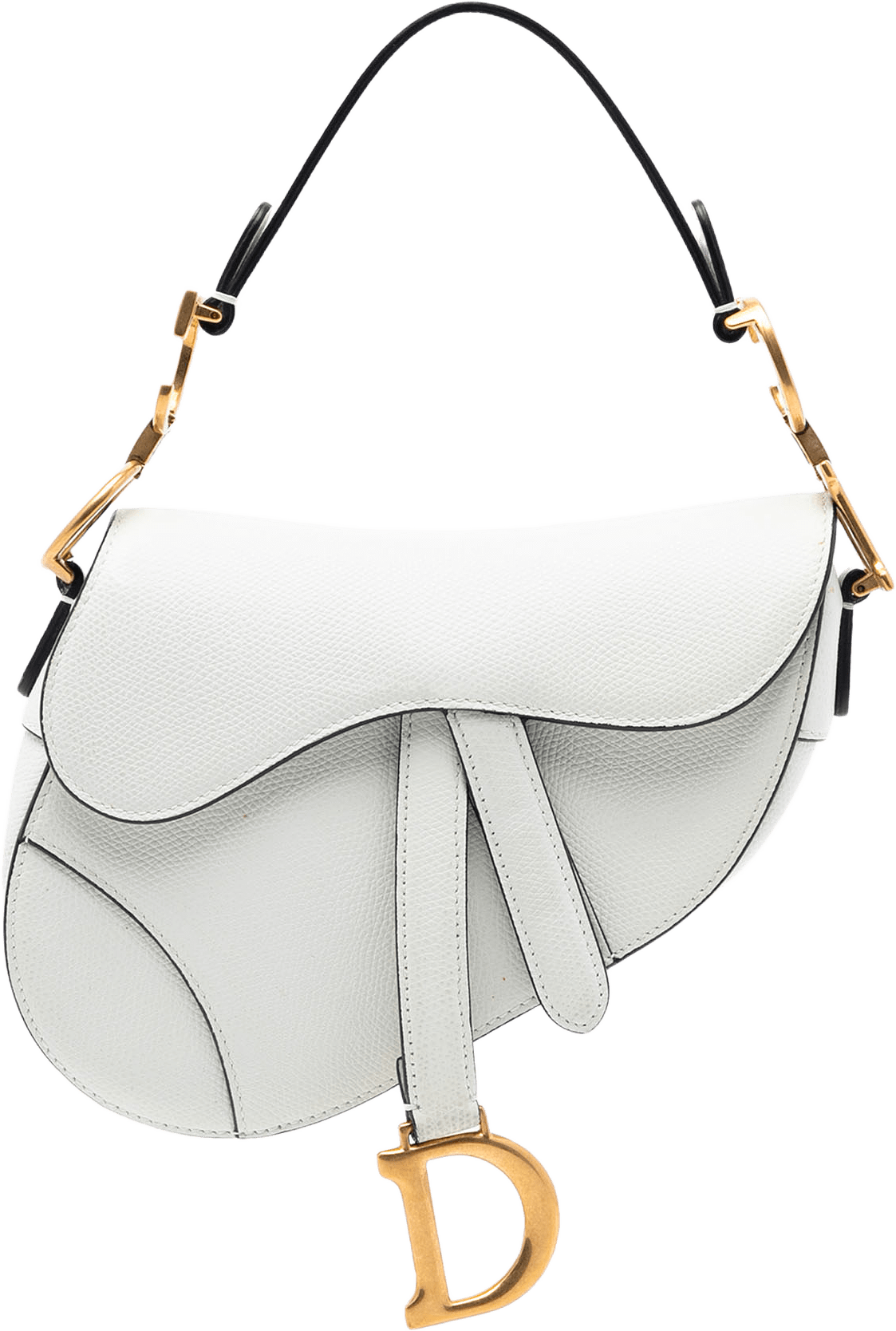Dior Mini Grained Calfskin Saddle Bag, från Luxclusif, i färgen white.