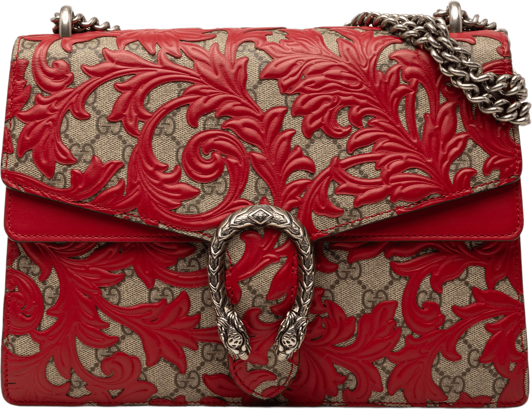 Gucci Medium Gg Supreme Blooms Dionysus Shoulder Bag, från Luxclusif, i färgen röd.