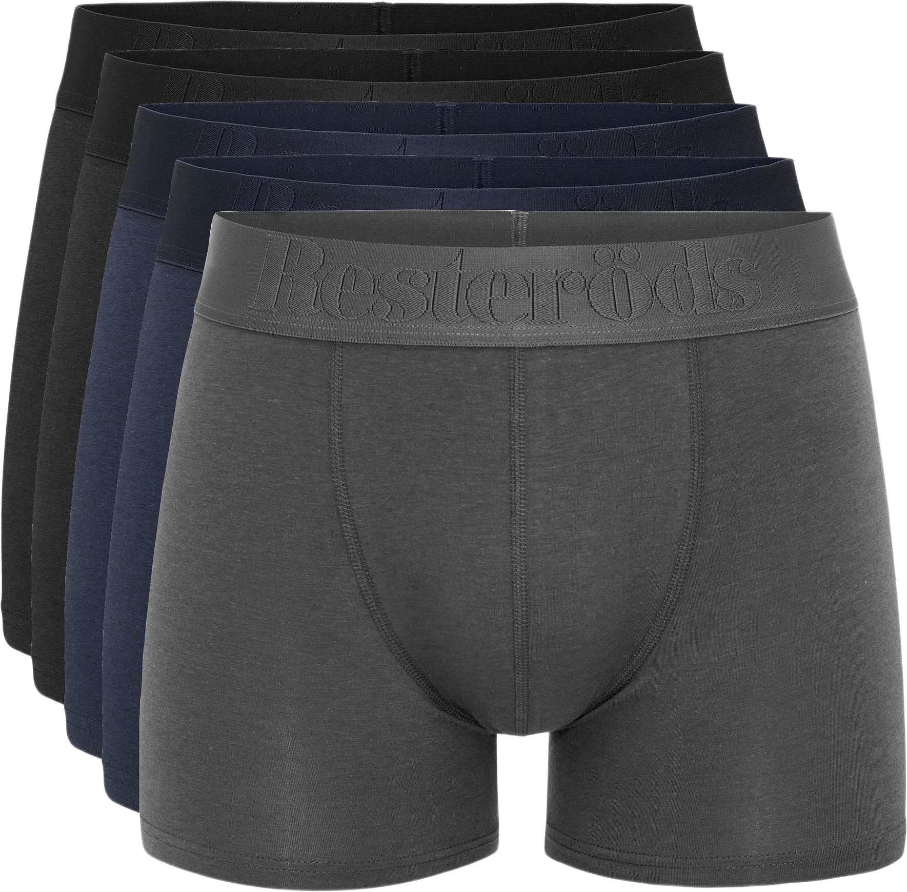 Bambu, 5-pack Gunnar Boxers, Bambu, från Resteröds, i färgen grey/navy/black.