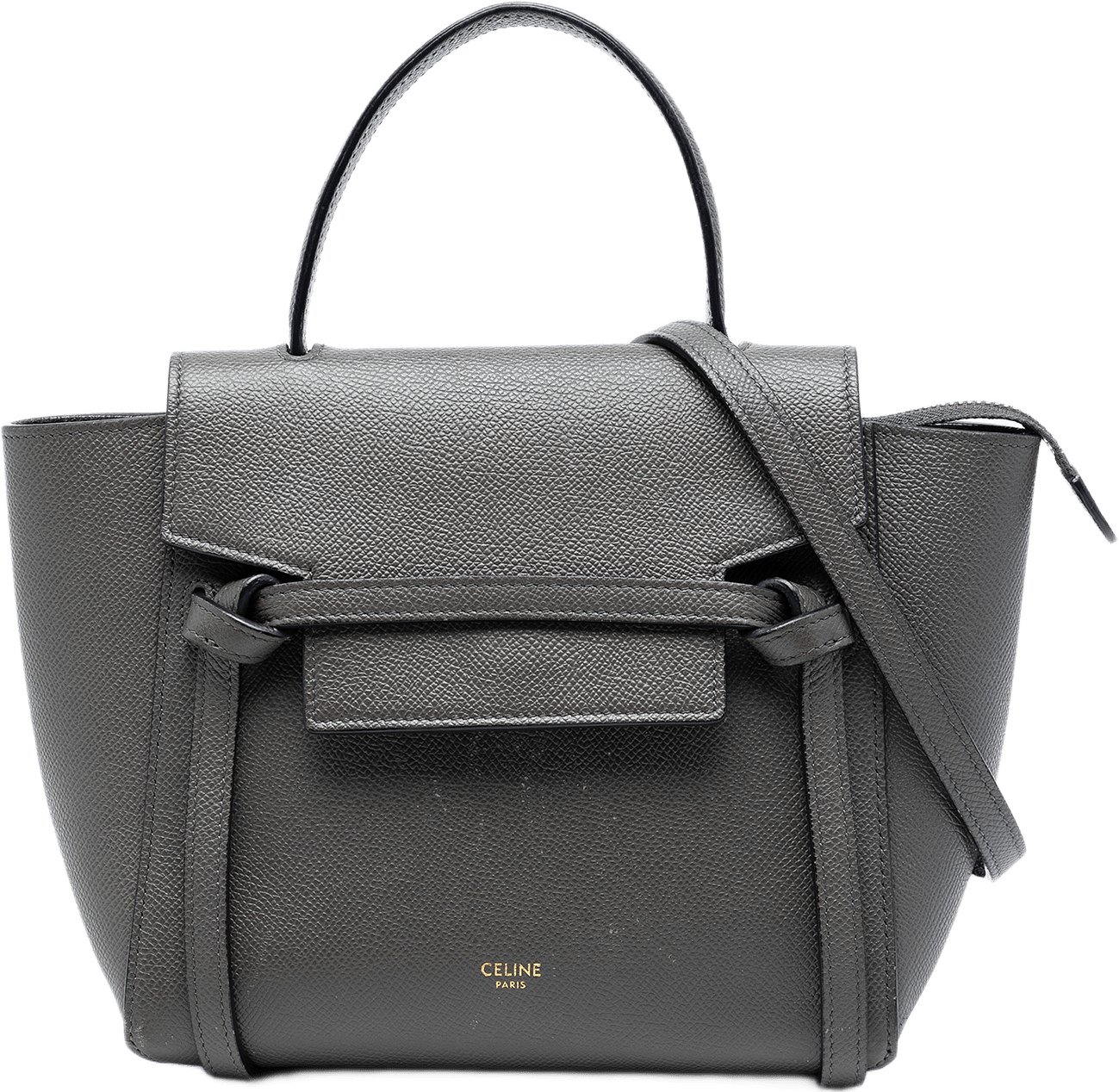 Celine Nano Grained Calfskin Belt Bag, från Luxclusif, i färgen gray.