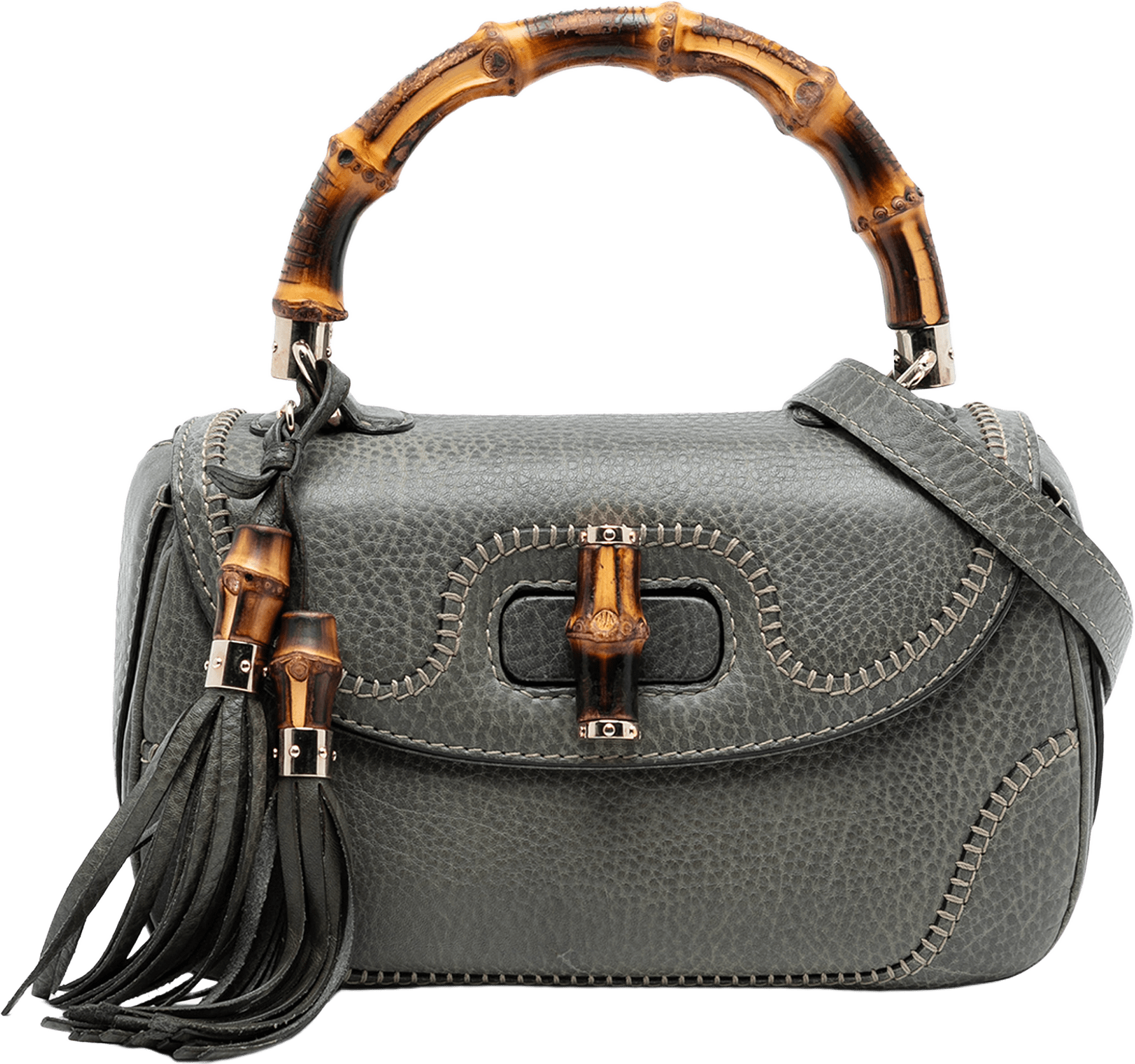 Gucci Medium Calfskin New Bamboo Top Handle Bag, från Luxclusif, i färgen gray.