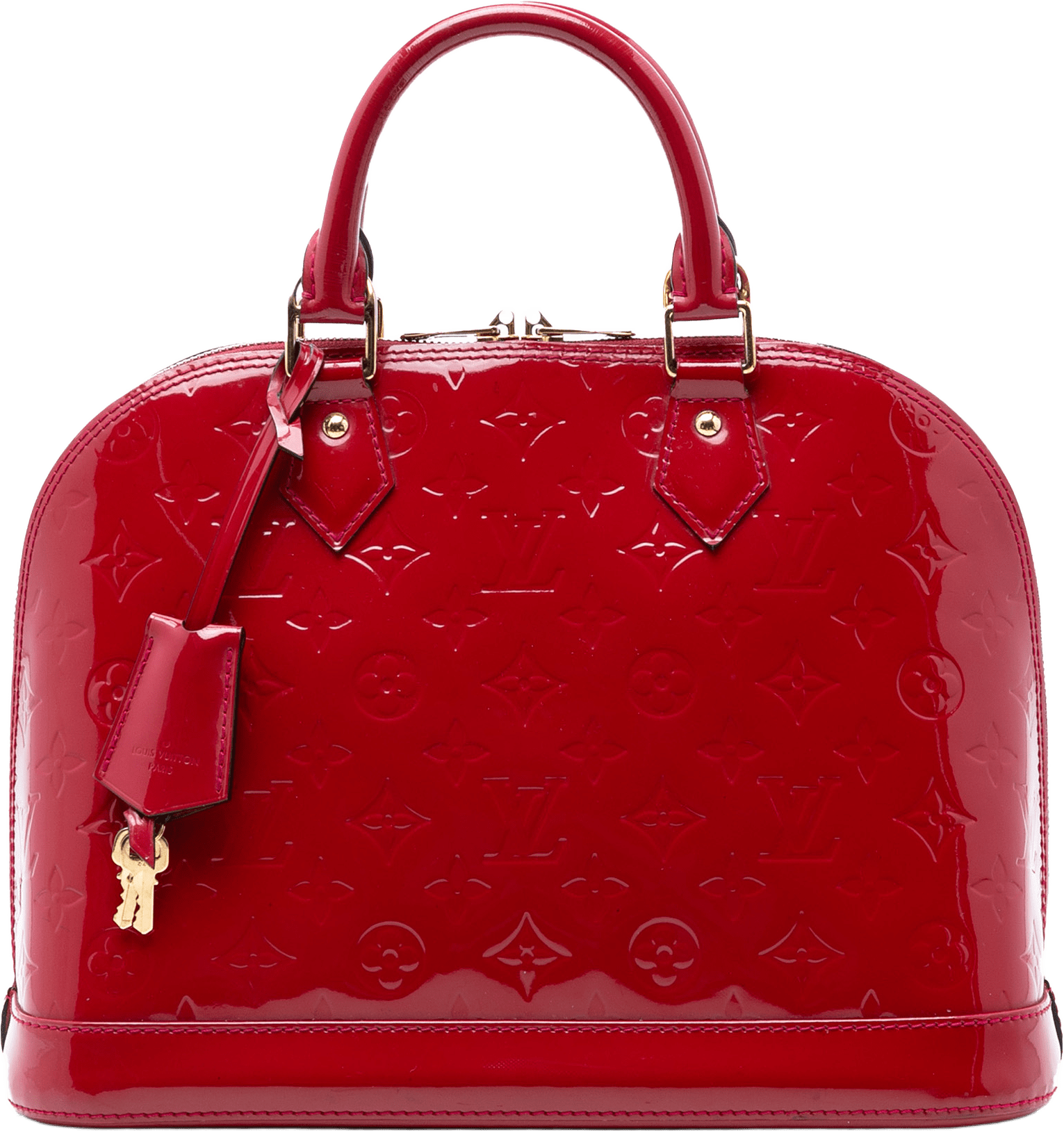 Louis Vuitton Monogram Vernis Alma Pm, från Luxclusif, i färgen red.