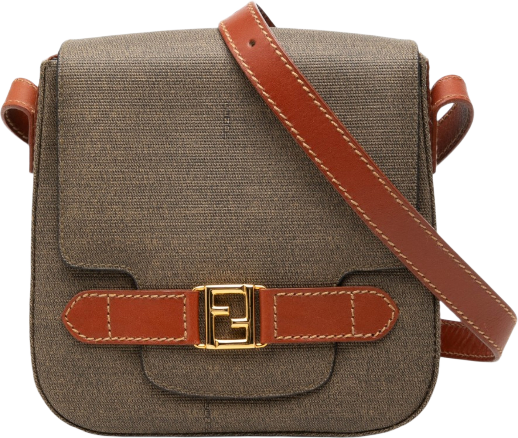 Fendi Canvas Ff Crossbody, från Luxclusif, i färgen brun.