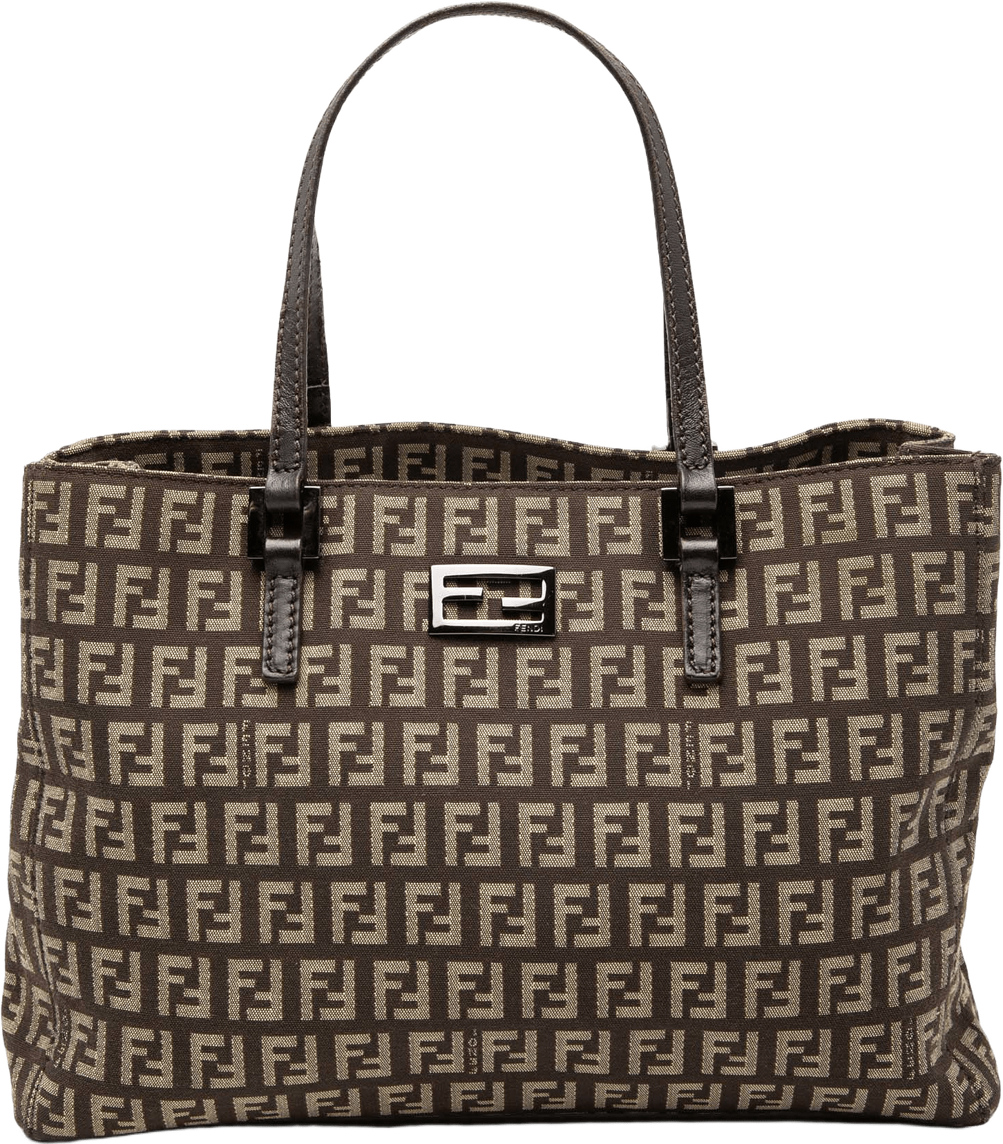Fendi Small Zucchino Canvas Tote, från Luxclusif, i färgen dark brown.