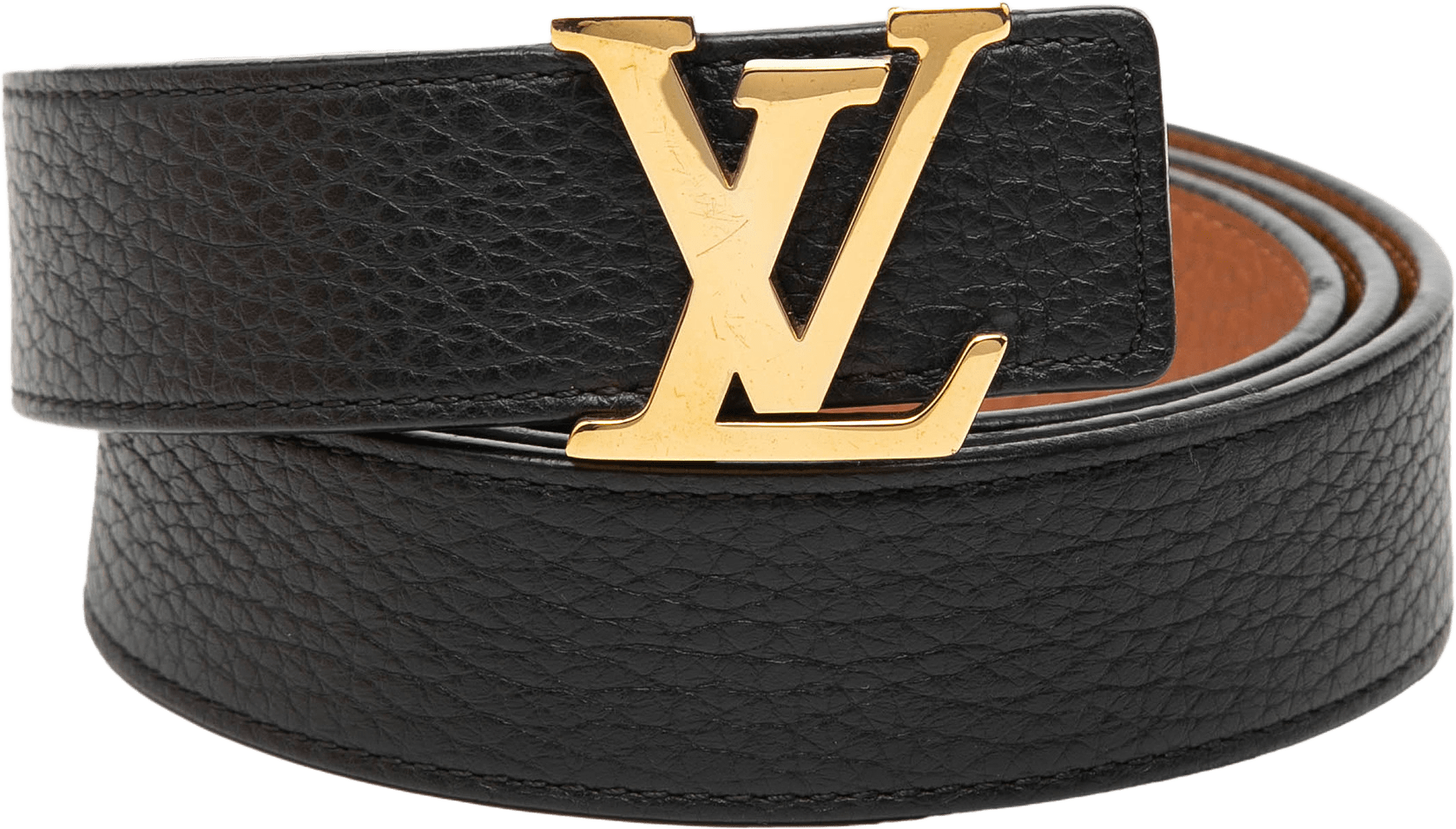 Louis Vuitton Grained Leather Lv Initiales Reversible Belt, från Luxclusif, i färgen black.