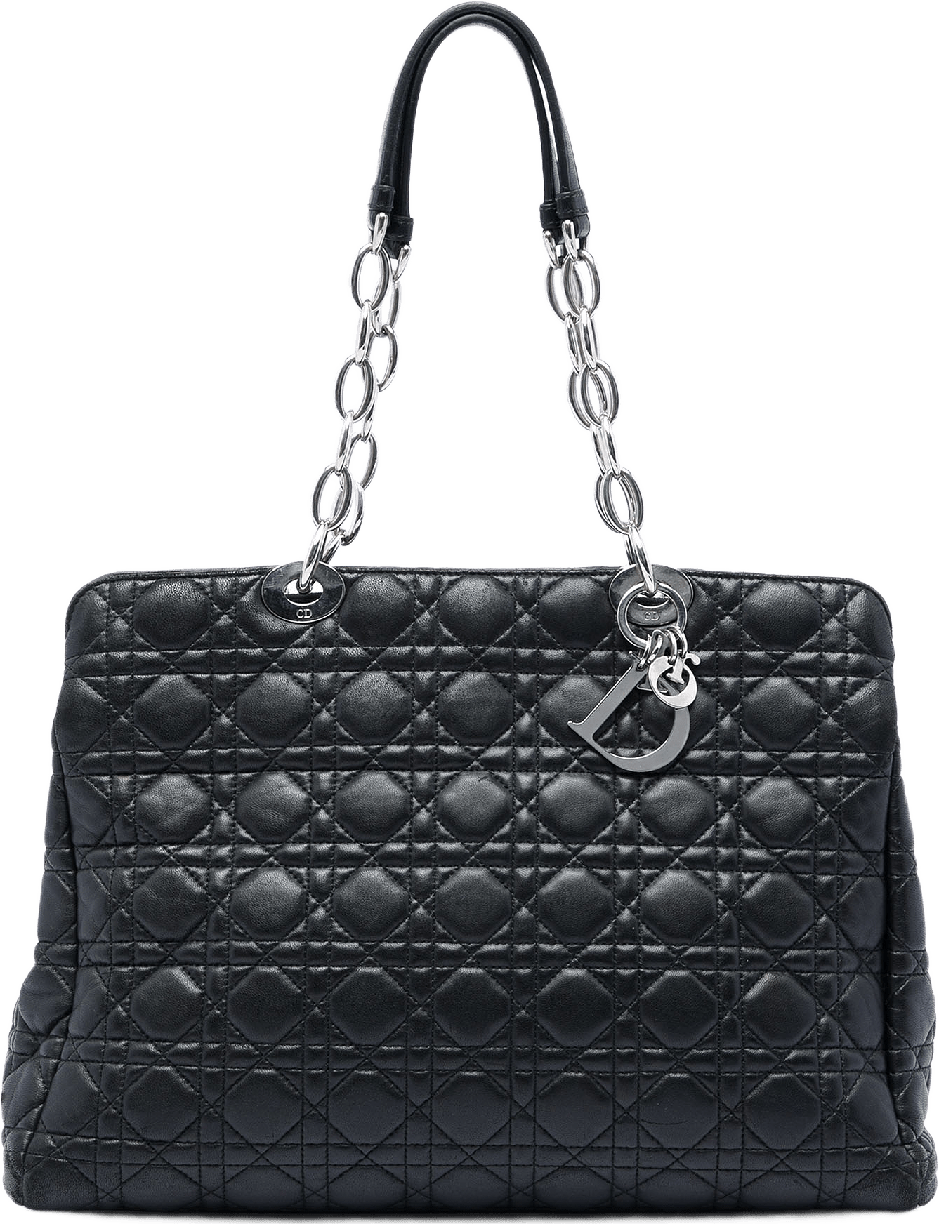 Dior Large Lambskin Cannage Soft Zipped Lady Dior Shopping Tote, från Luxclusif, i färgen svart.