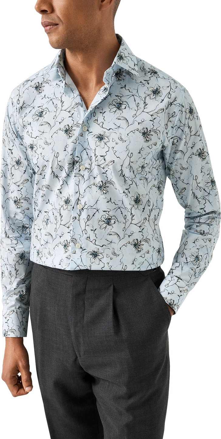 Blommig Skjorta I Signature Twill Slim Fit