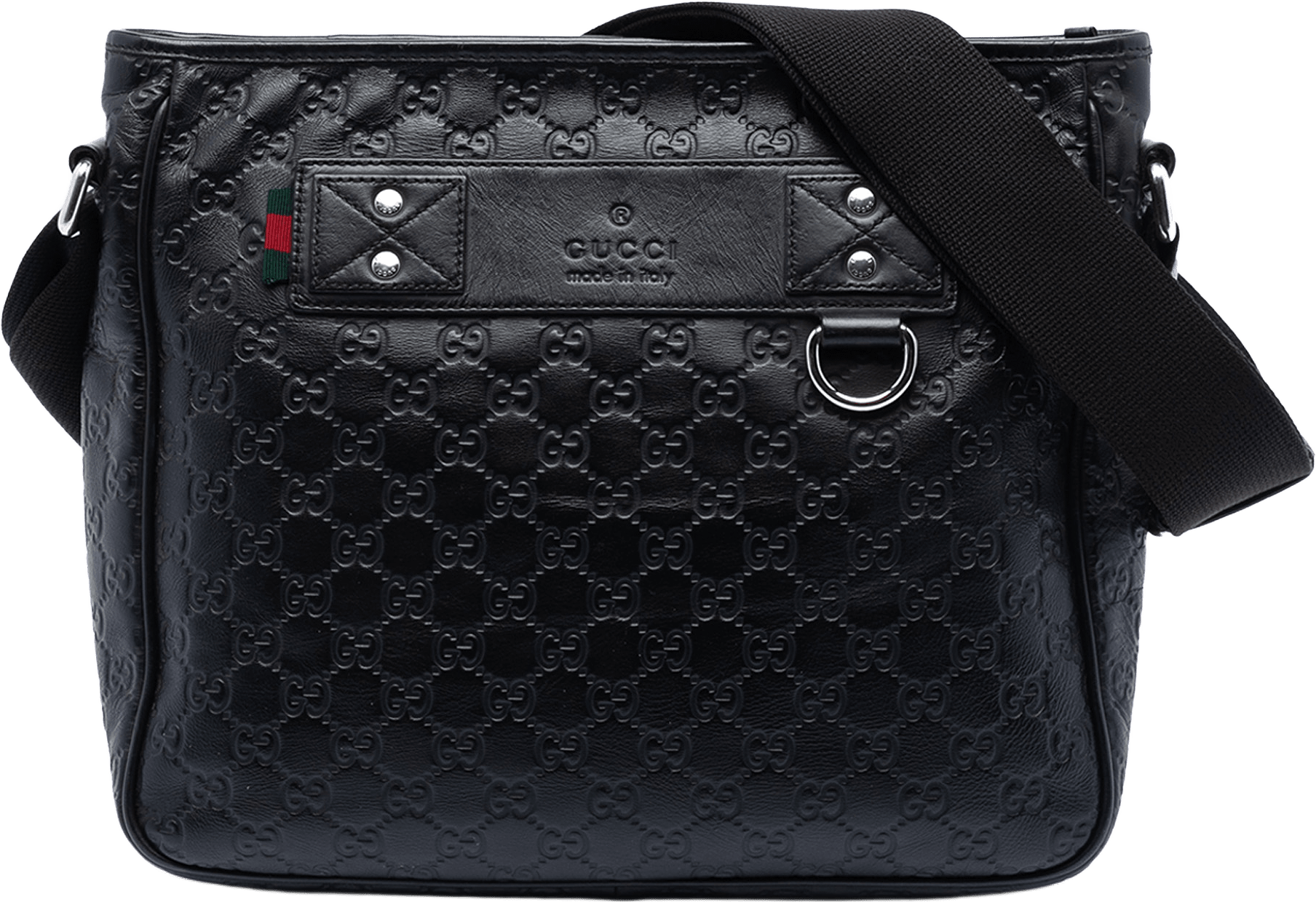 Gucci Guccissima Web Crossbody, från Luxclusif, i färgen black.