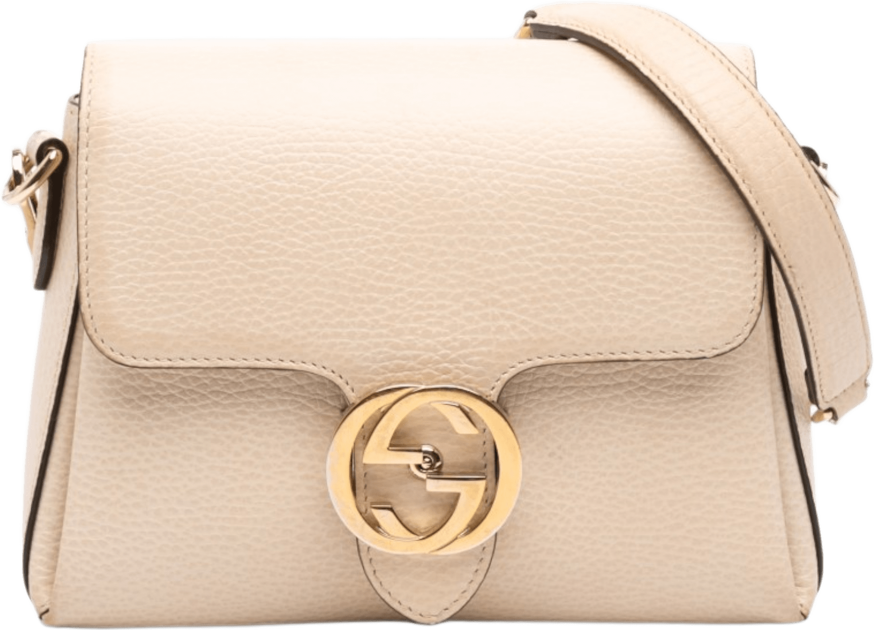 Gucci Small Dollar Calfskin Interlocking G Crossbody, från Luxclusif, i färgen vit.
