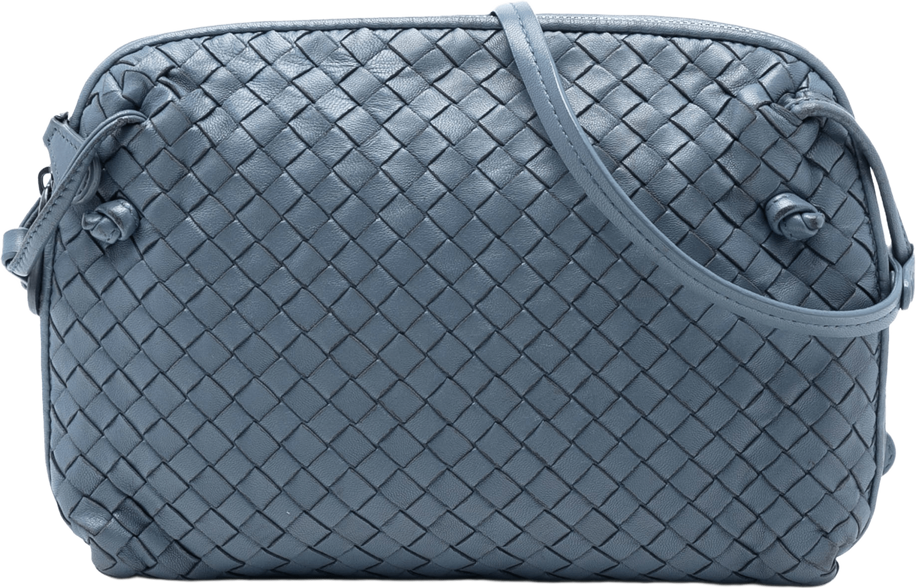 Bottega Veneta Nappa Intrecciato Nodini Crossbody, från Luxclusif, i färgen denim.