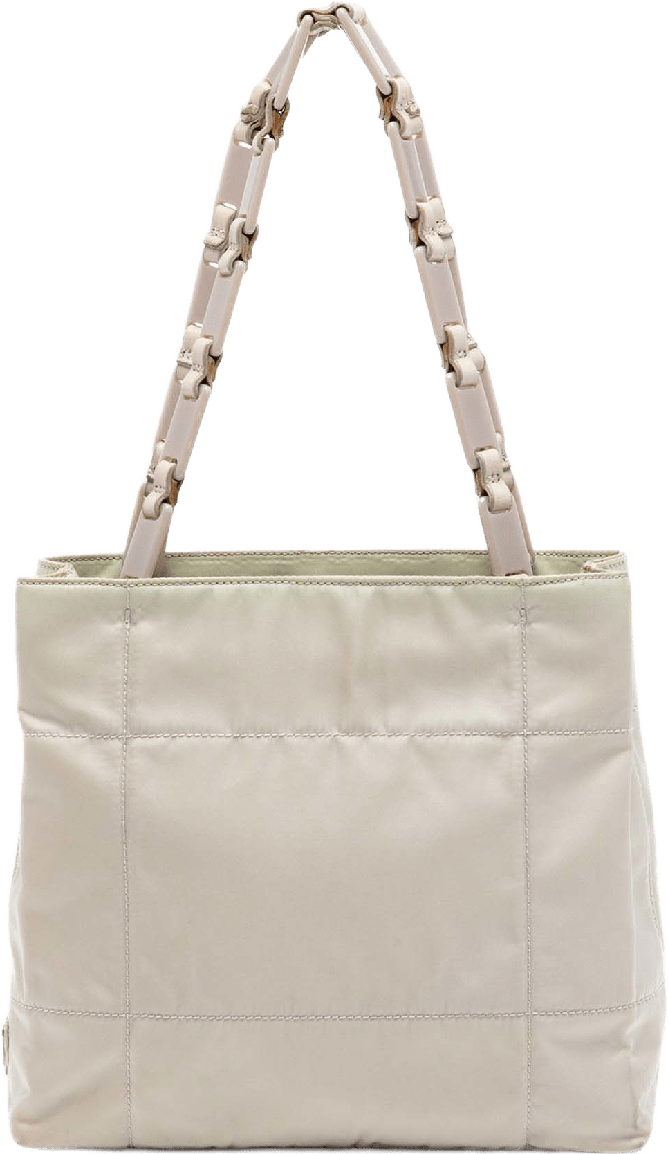 Prada Tessuto Chain Shoulder Bag, från Luxclusif, i färgen beige.
