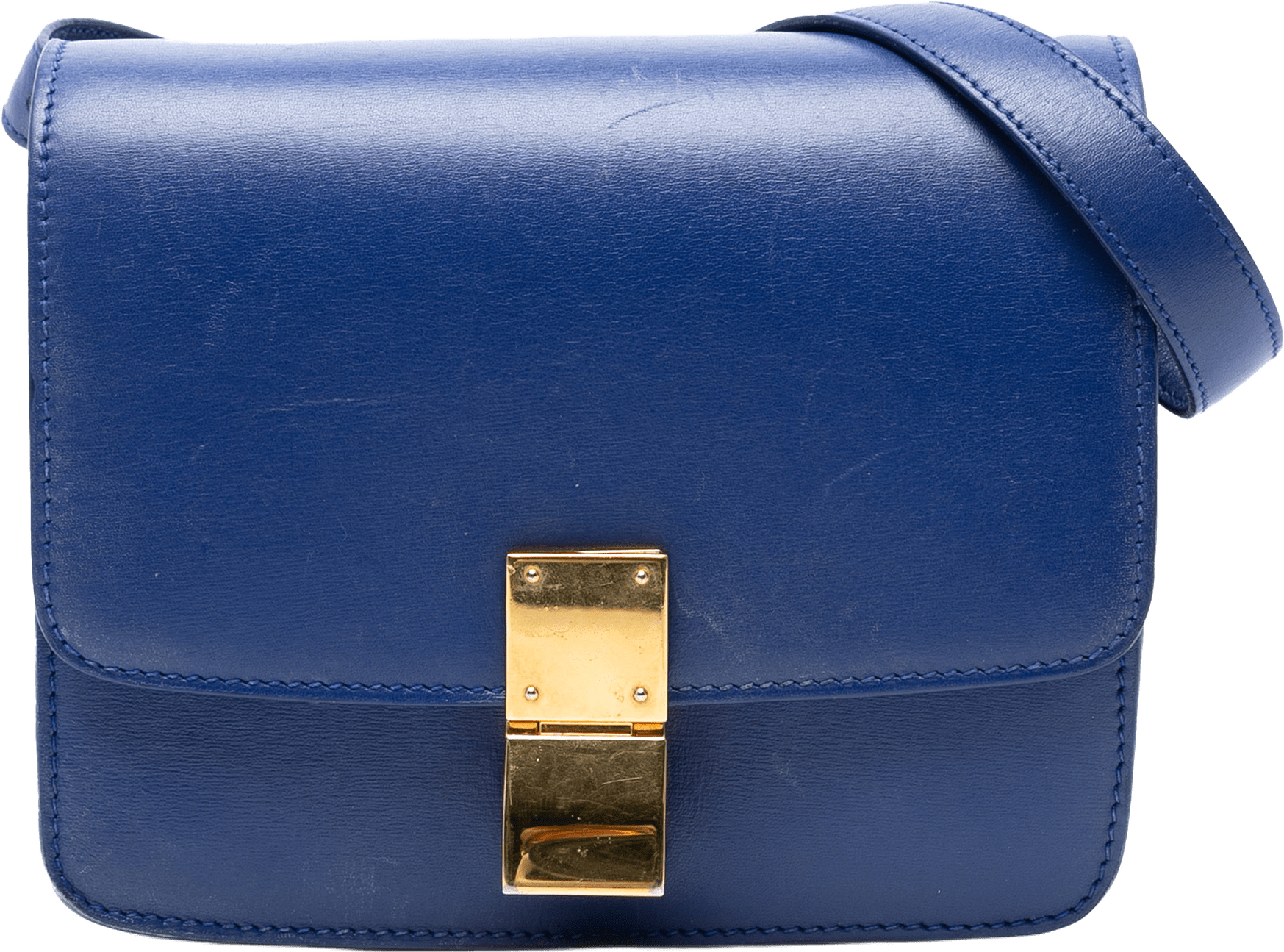 Celine Small Calfskin Classic Box, från Luxclusif, i färgen blue.