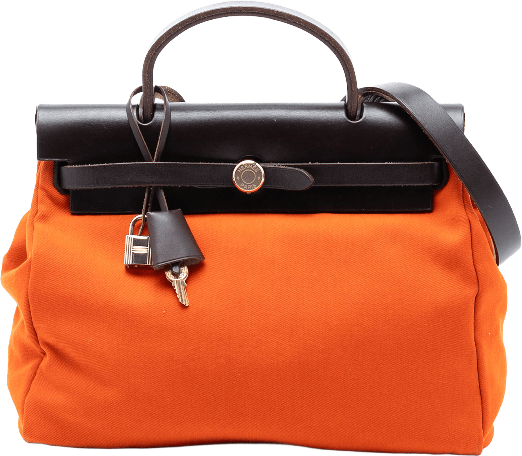 Hermès Toile Herbag Zip 31, från Luxclusif, i färgen orange.