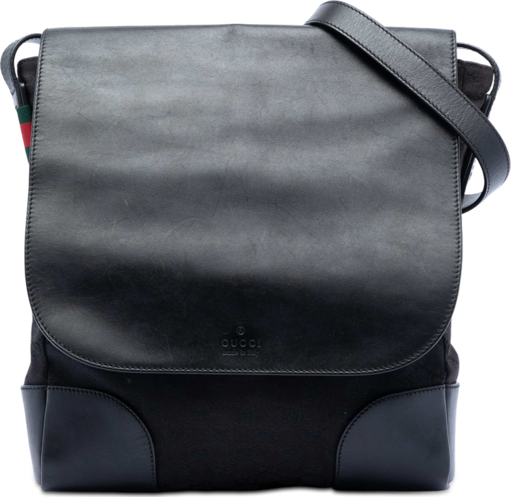 Gucci Gg Canvas And Leather Crossbody, från Luxclusif, i färgen black.