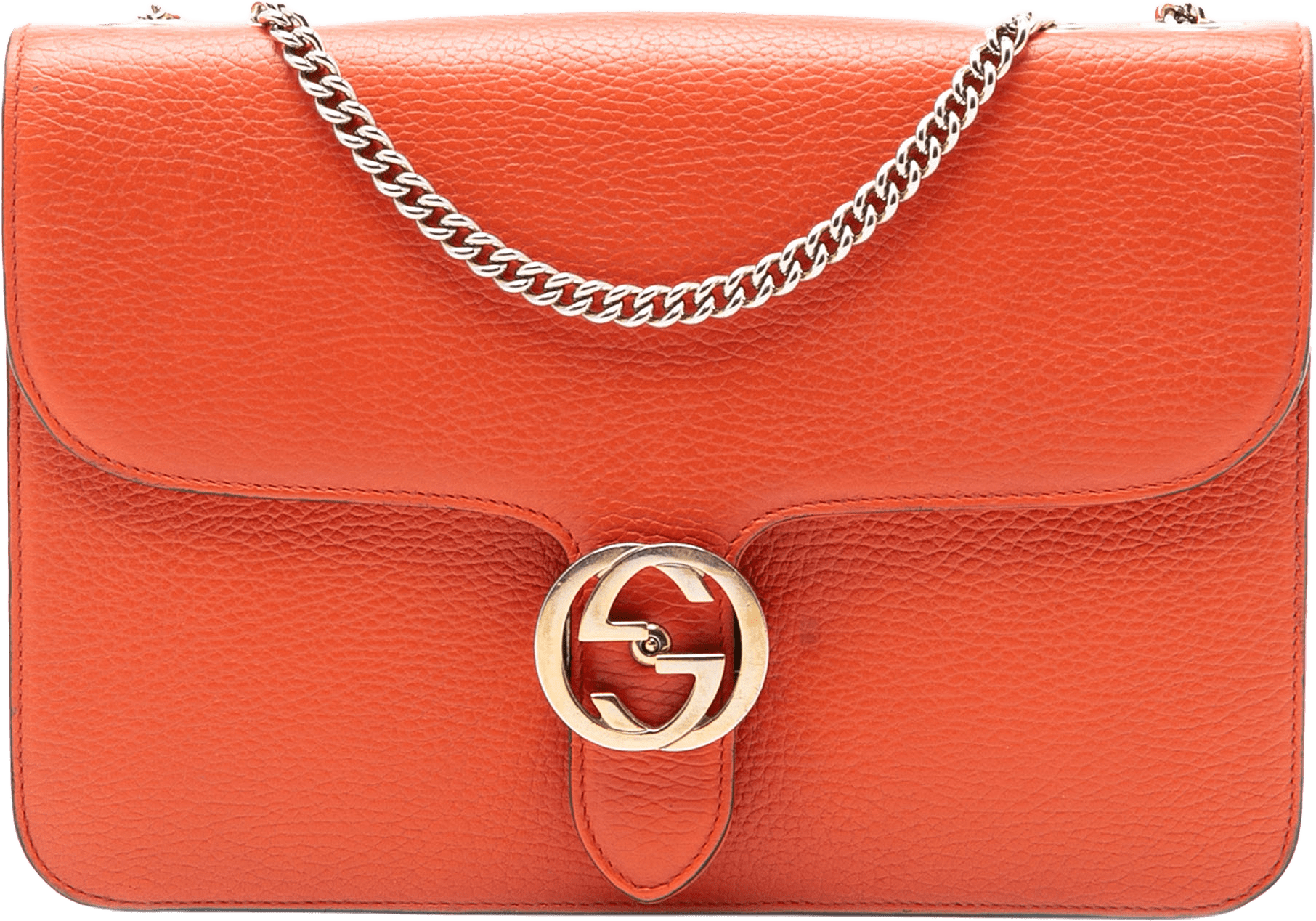 Gucci Medium Dollar Calfskin Interlocking G Crossbody, från Luxclusif, i färgen dark orange.