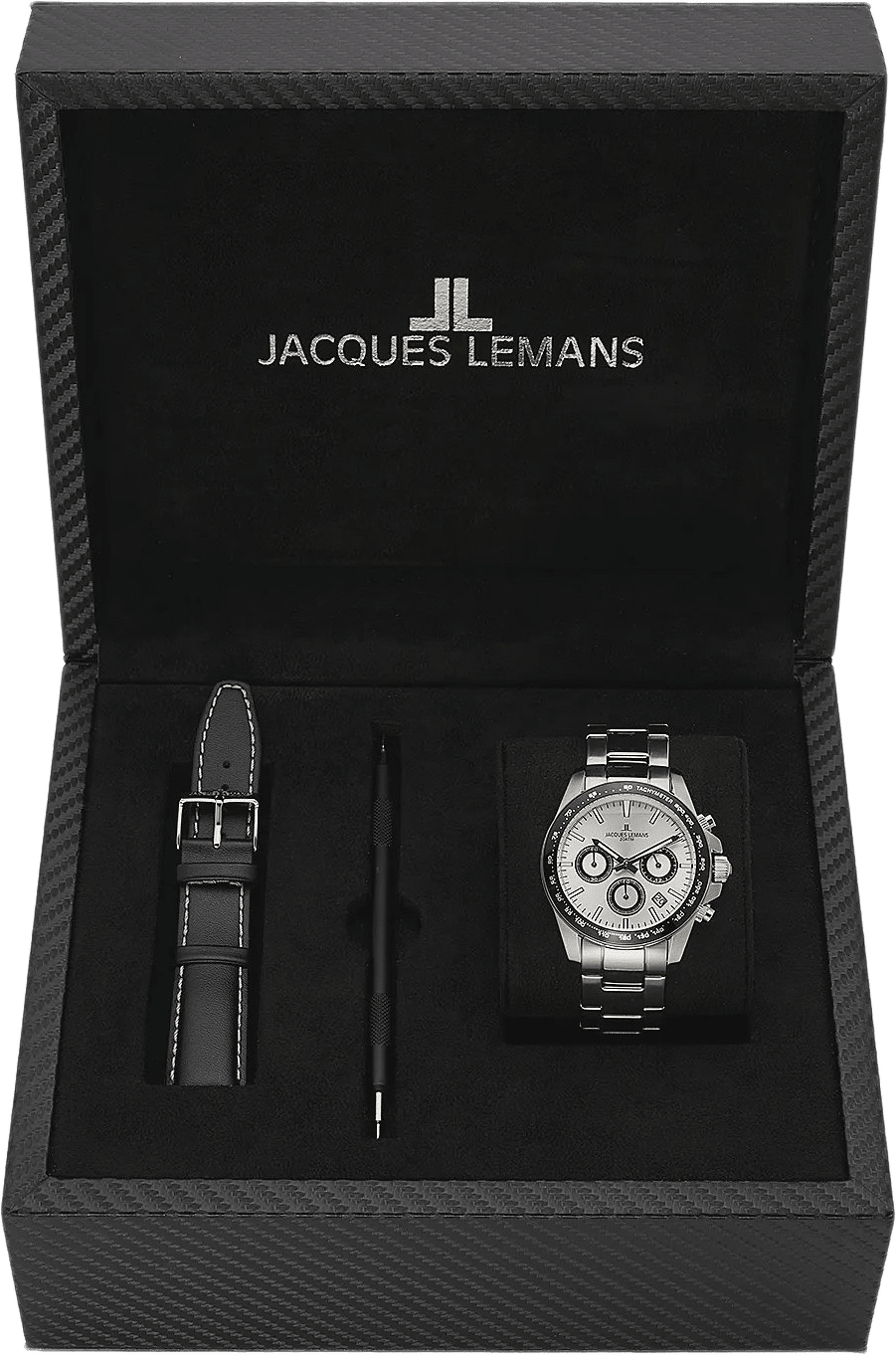 Jacques Lemans Liverpool - Klockset Herr, Stl/vit, 41 Mm, från Jacques Lemans, i färgen silver.