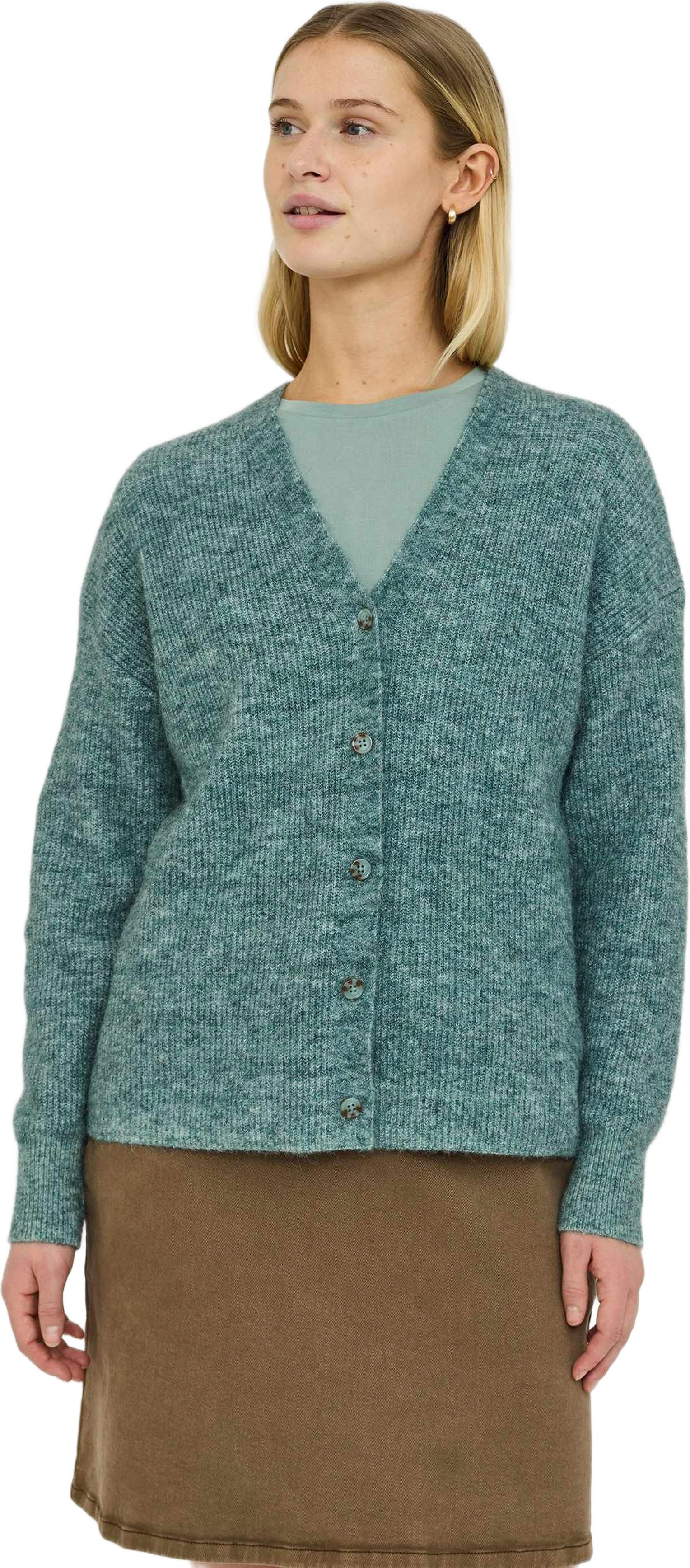 Sralliy Cardigan Knit Rws - Abyss Melange, från Soft Rebels, i färgen abyss melange.