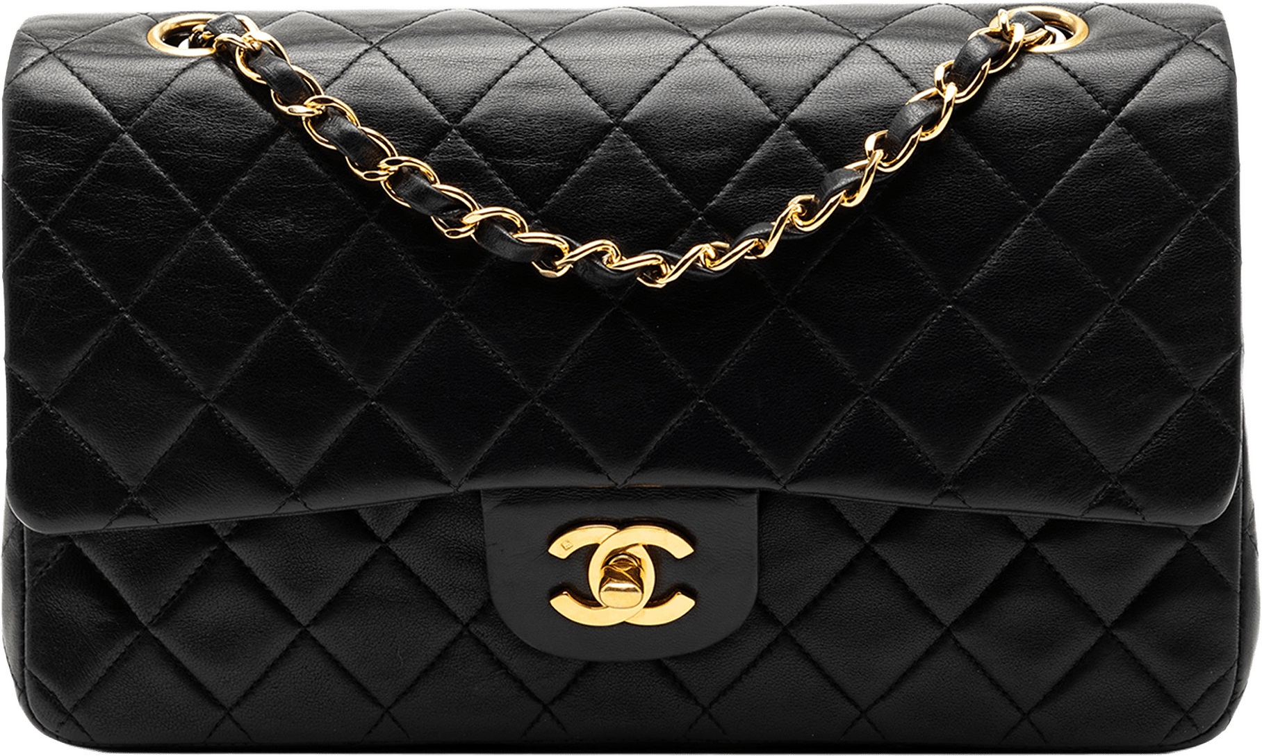Chanel Medium Classic Lambskin Double Flap, från Luxclusif, i färgen black.