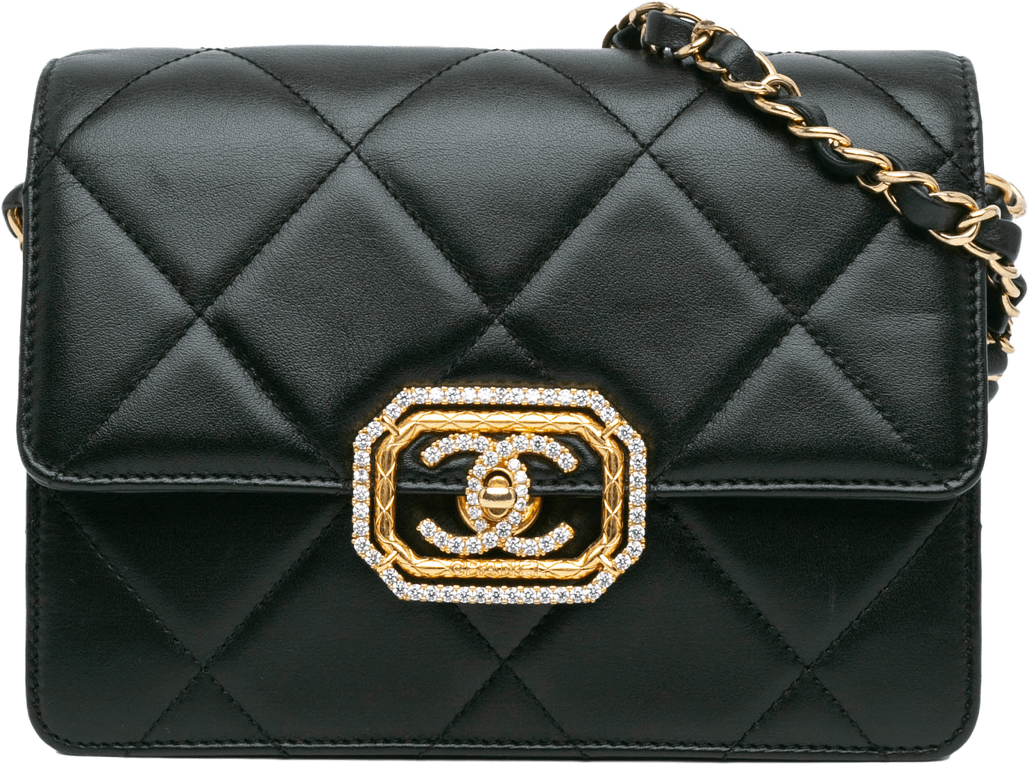 Chanel Quilted Lambskin Octagonal Buckle Crossbody