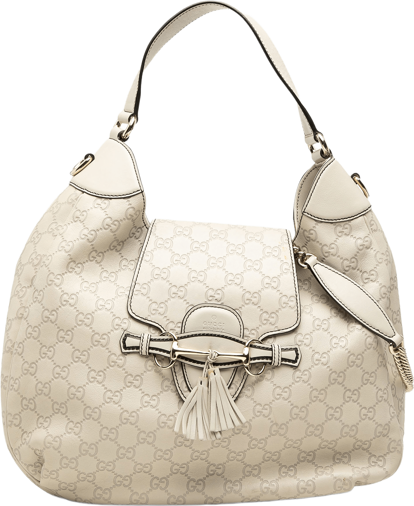 Gucci Medium Gg Canvas Emily Flap Satchel, från Luxclusif, i färgen vit.