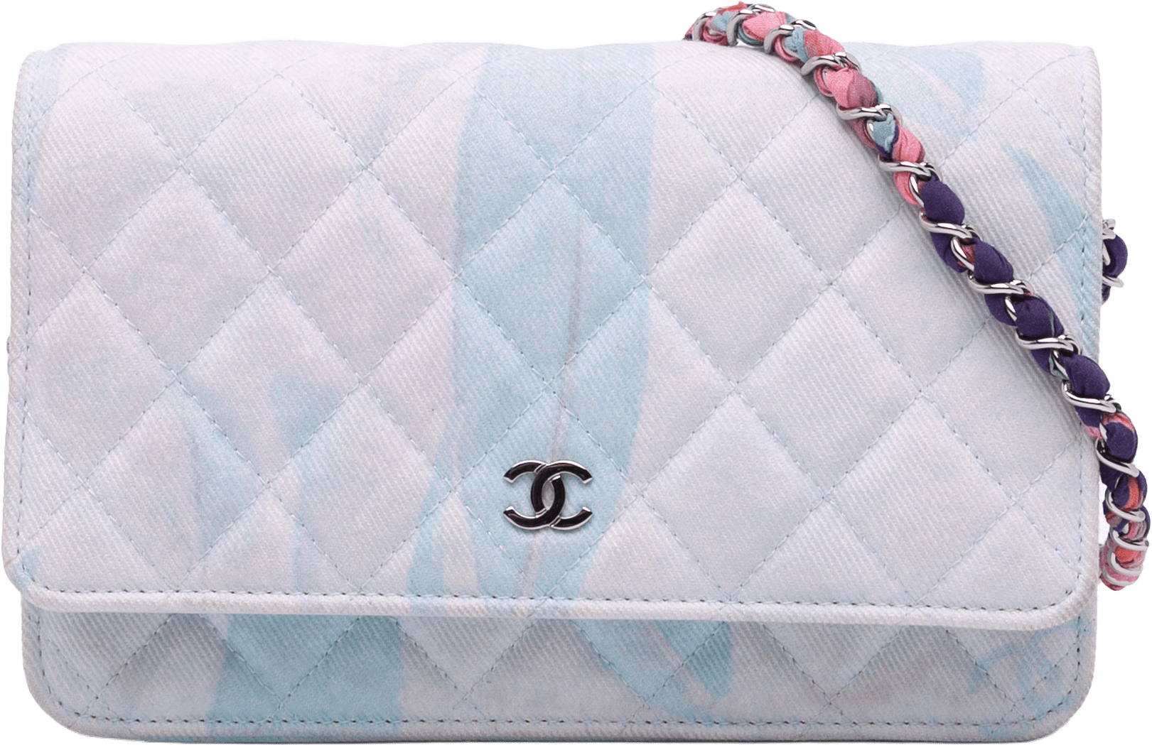 Chanel Cc Quilted Canvas Jungle Jeans Wallet On Chain, från Luxclusif, i färgen white.