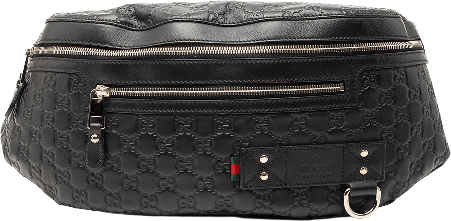 Gucci Guccissima Web Belt Bag, från Luxclusif, i färgen black.