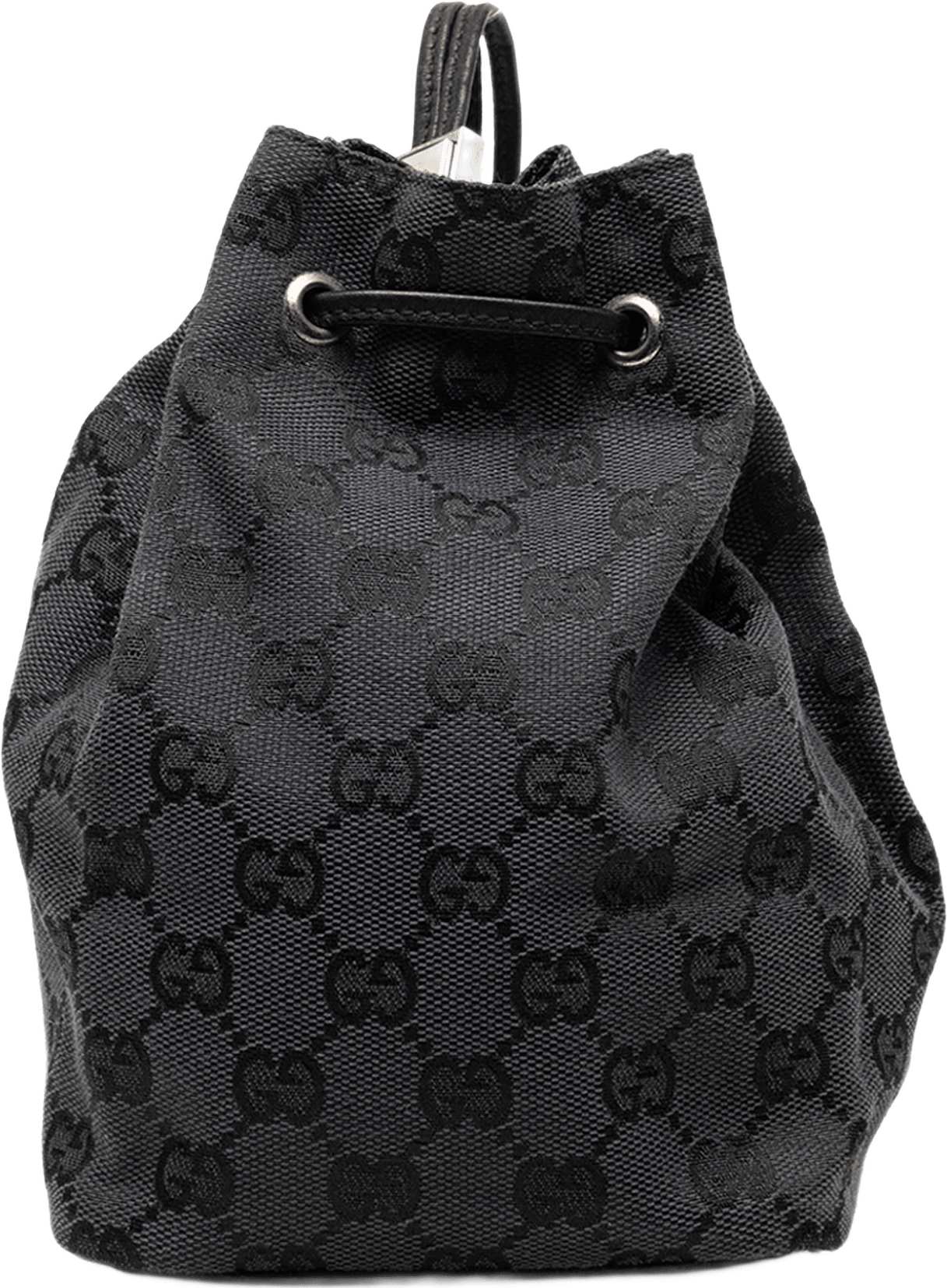 Gucci Gg Canvas Drawstring Bucket Bag, från Luxclusif, i färgen black.